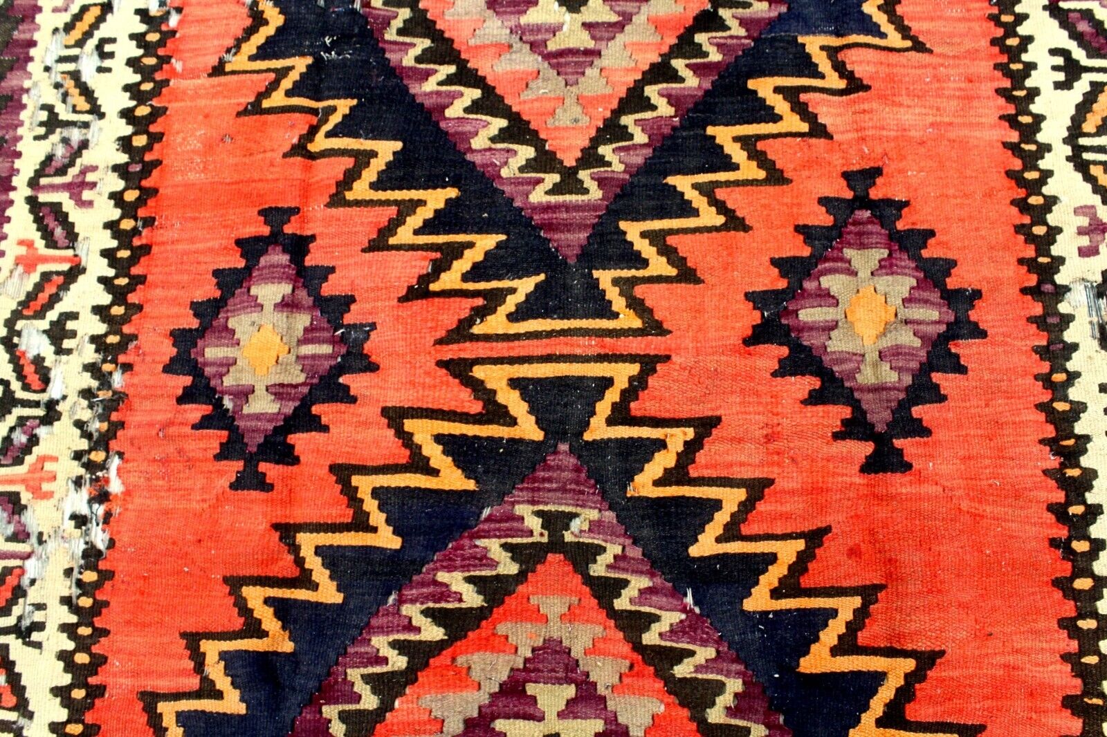 Rare 1900s Hand-Knotted Caucasian Wool Kilim Rug