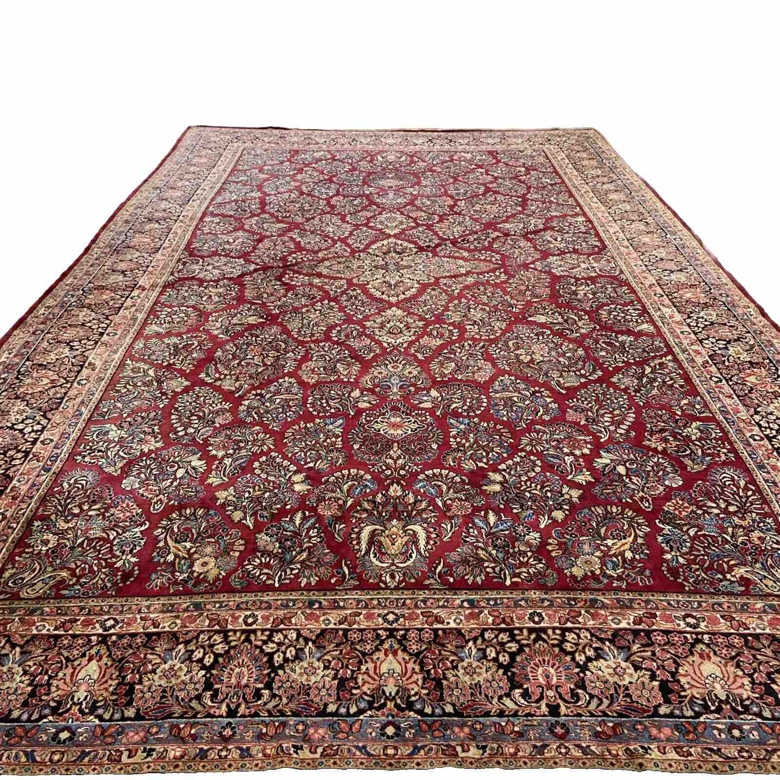 Stunning 1900s Antique Hand-Knotted Sarouk Rug