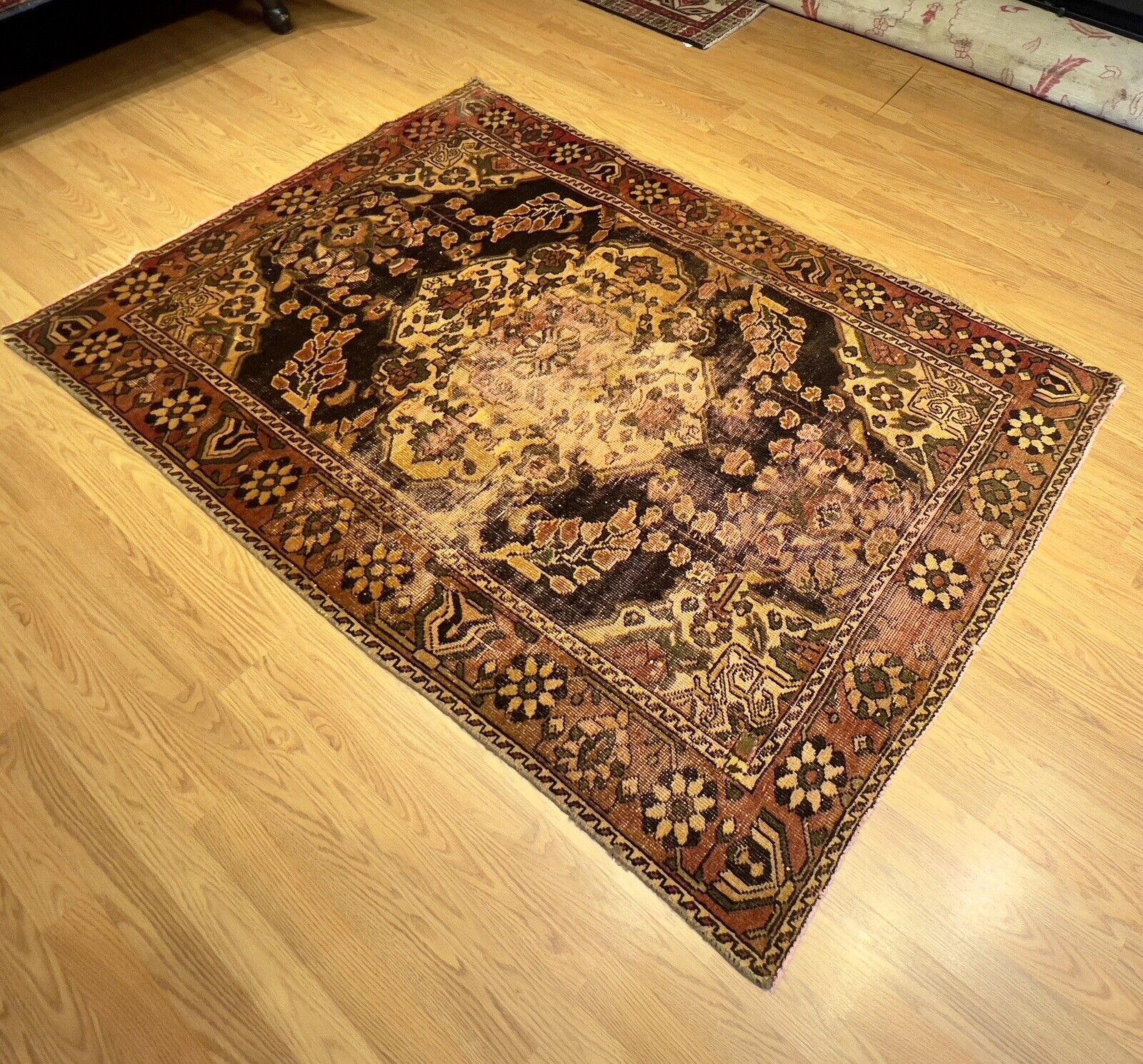 Vintage Overdyed Malayer Wool Rug, 4.5 x 6.7 ft