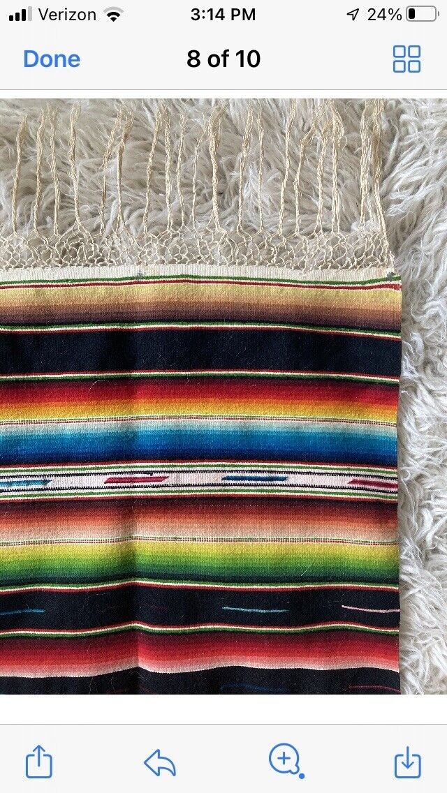 Antique Hand-Woven Mexican Saltillo Serape Blanket