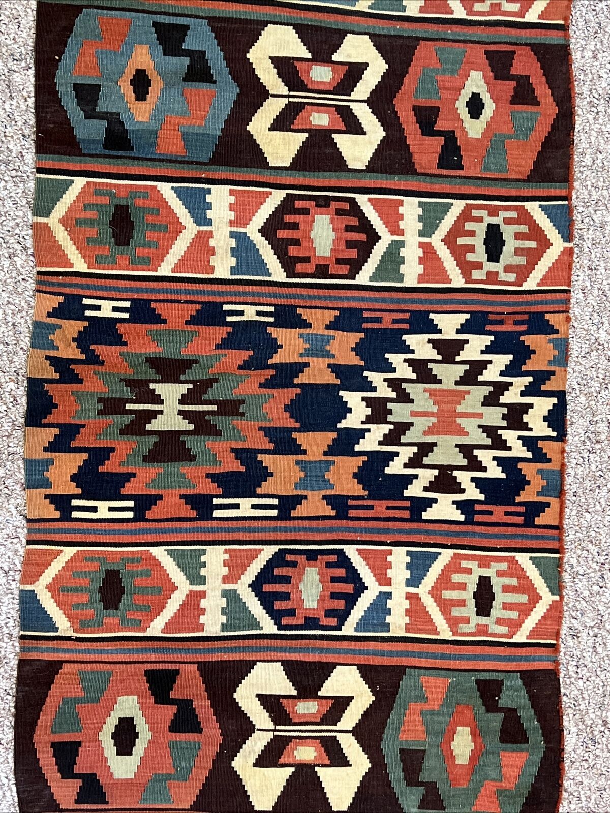 Handwoven Antique Kilim Rug - 132" x 30