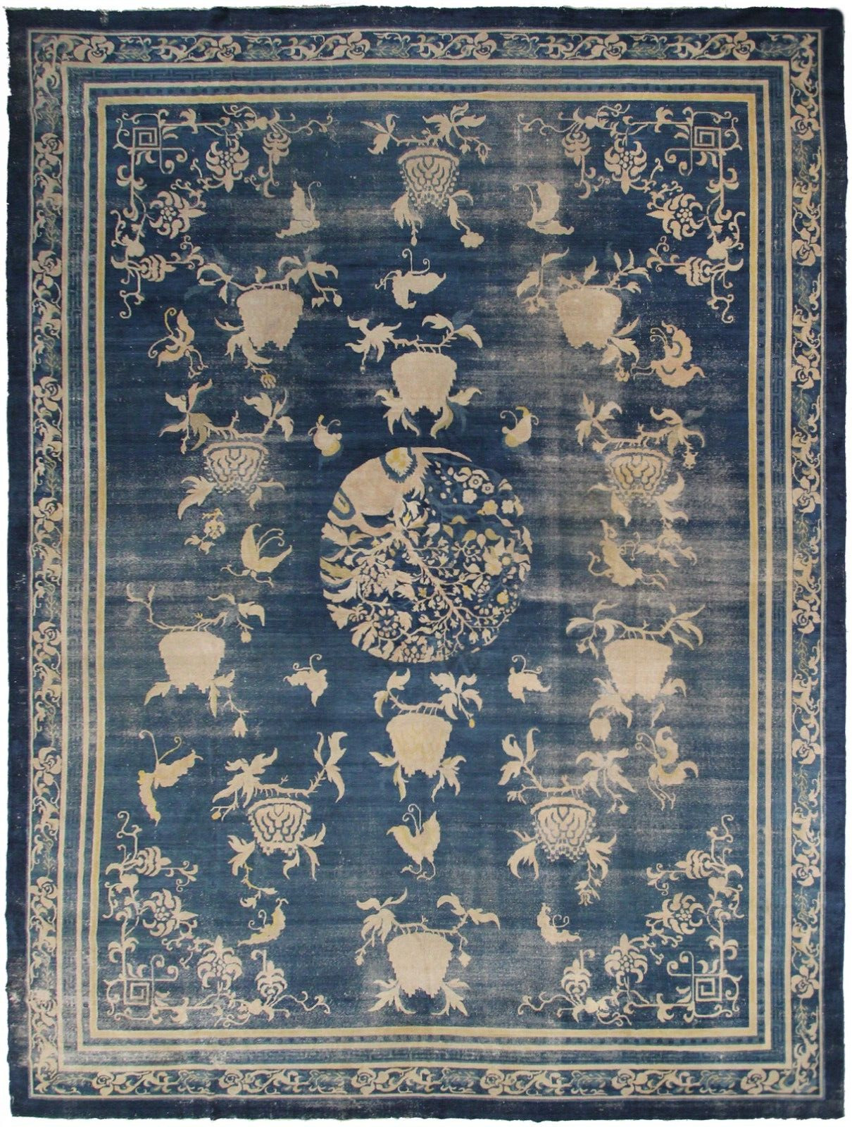 Antique Mid-1800s Large Chinese Palace Rug 13x18