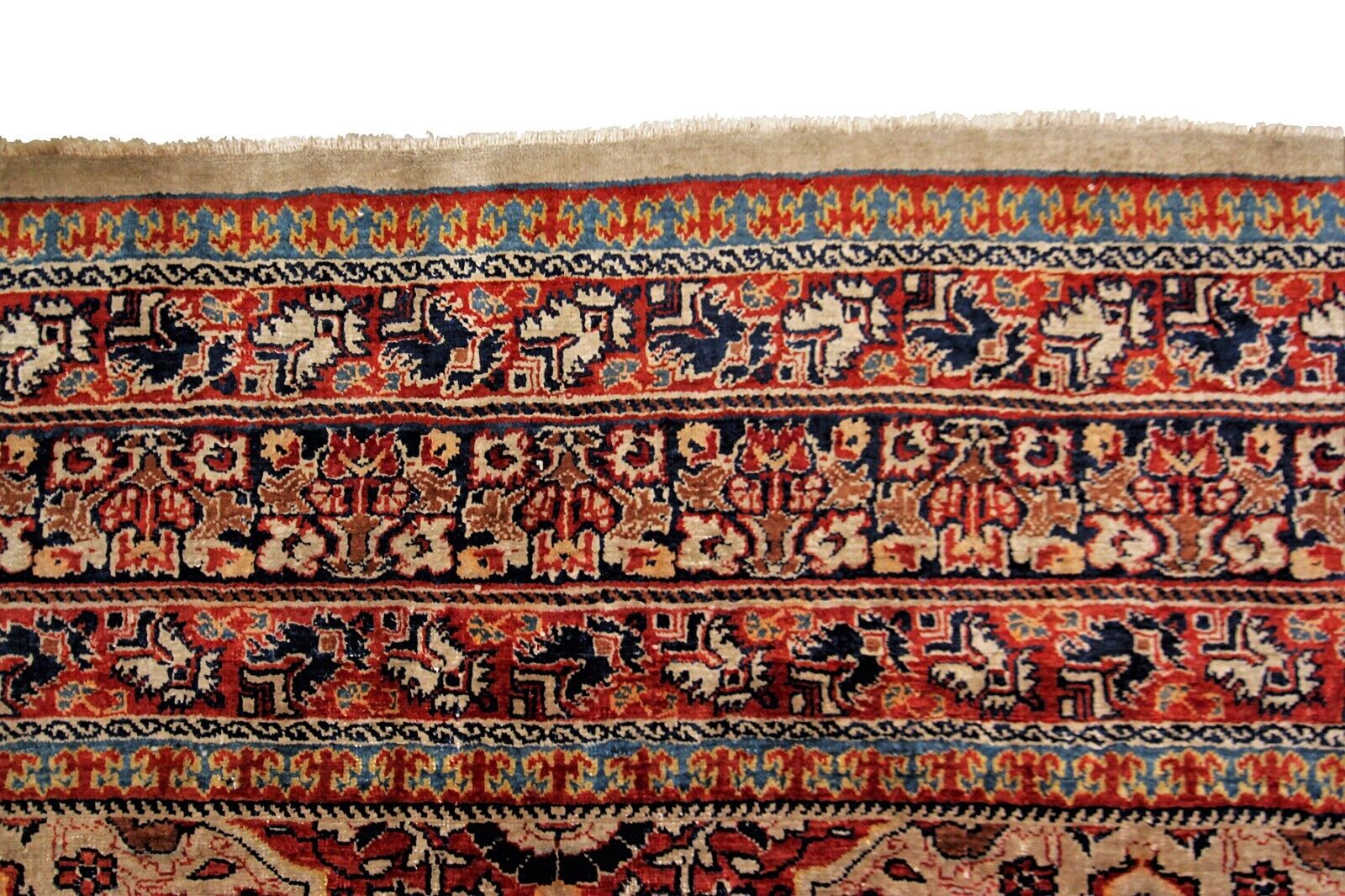 Rare Mid 1800s Silk Tapestry Rug 5x6 ft
