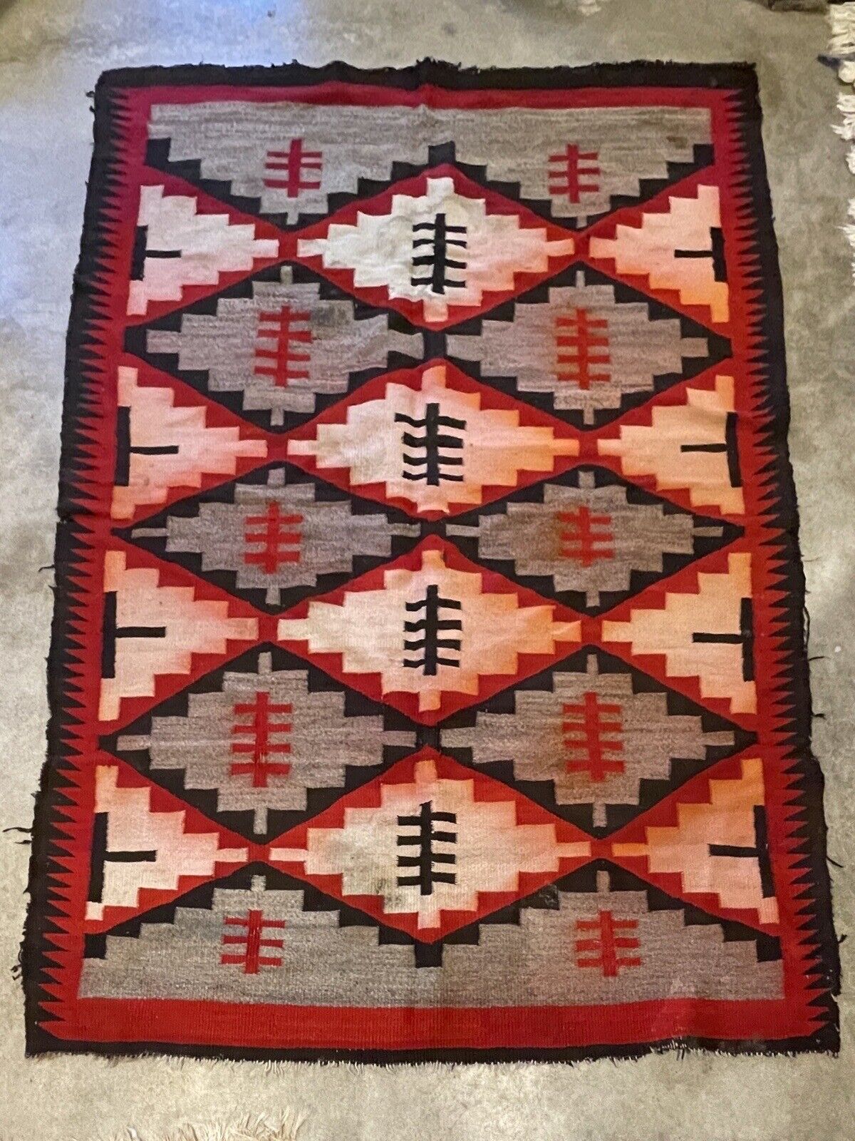 Large Antique Navajo Ganado Rug, 85" x 59