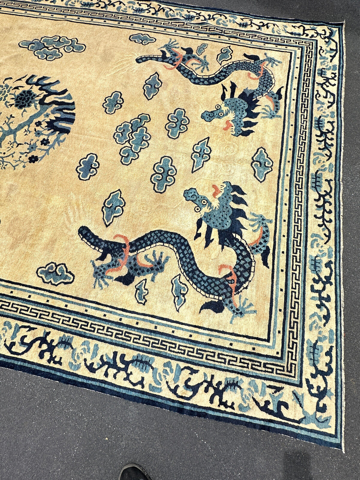 Antique Chinese Ningxia Dragon Rug, Early 1800s