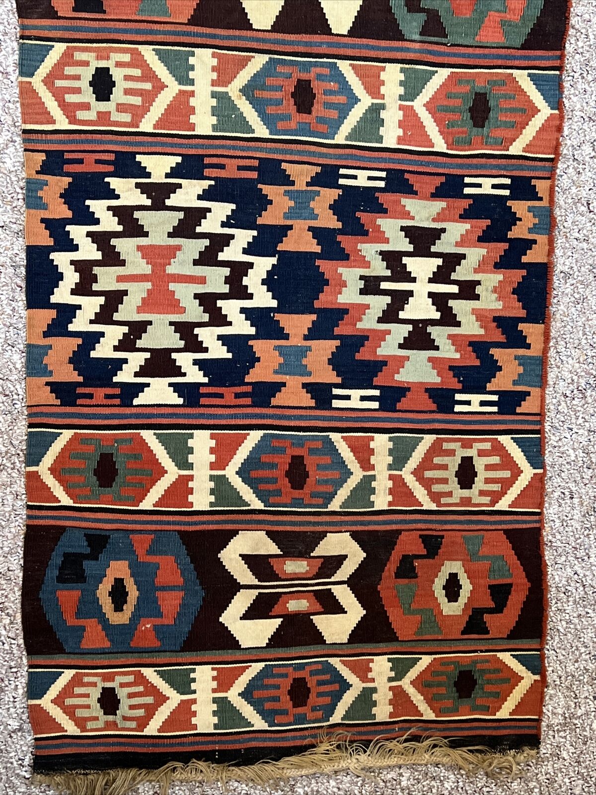Handwoven Antique Kilim Rug - 132" x 30