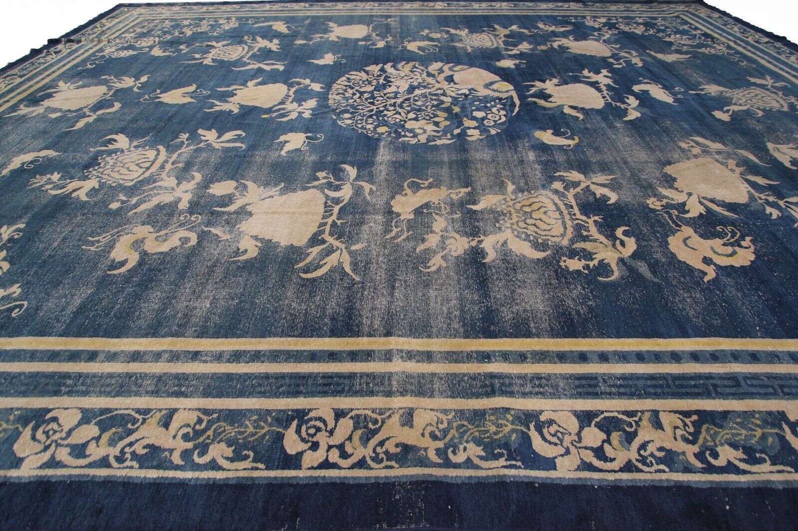 Antique Mid-1800s Large Chinese Palace Rug 13x18
