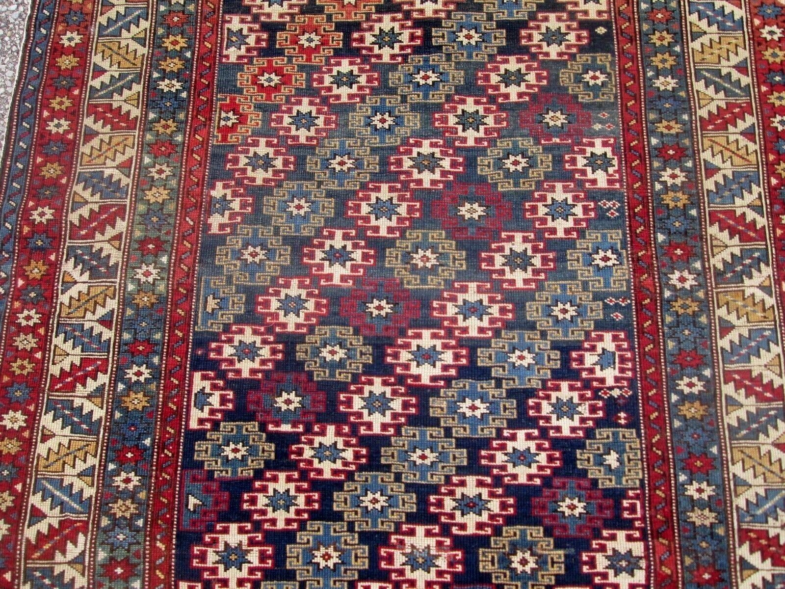 Colorful Antique Caucasian Kuba Rug, 1800s