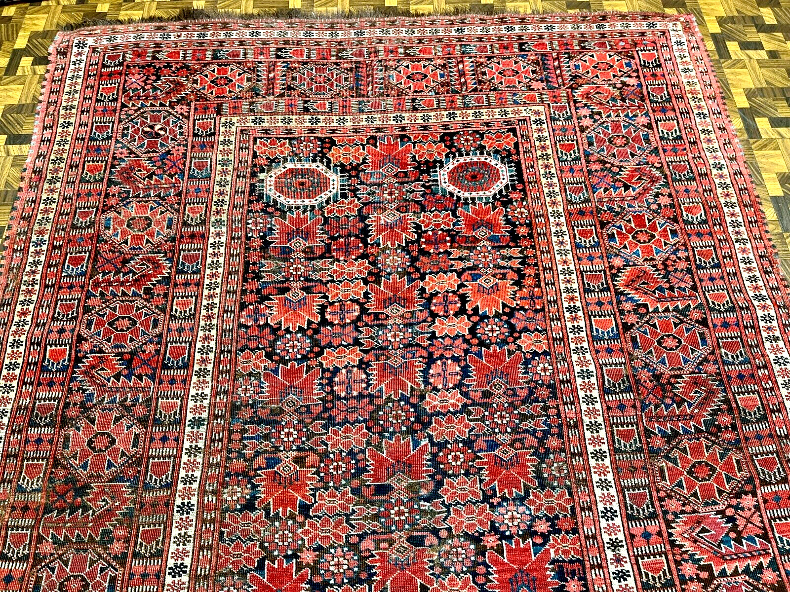 Rare Antique Turkoman Choder Ersari Large Rug