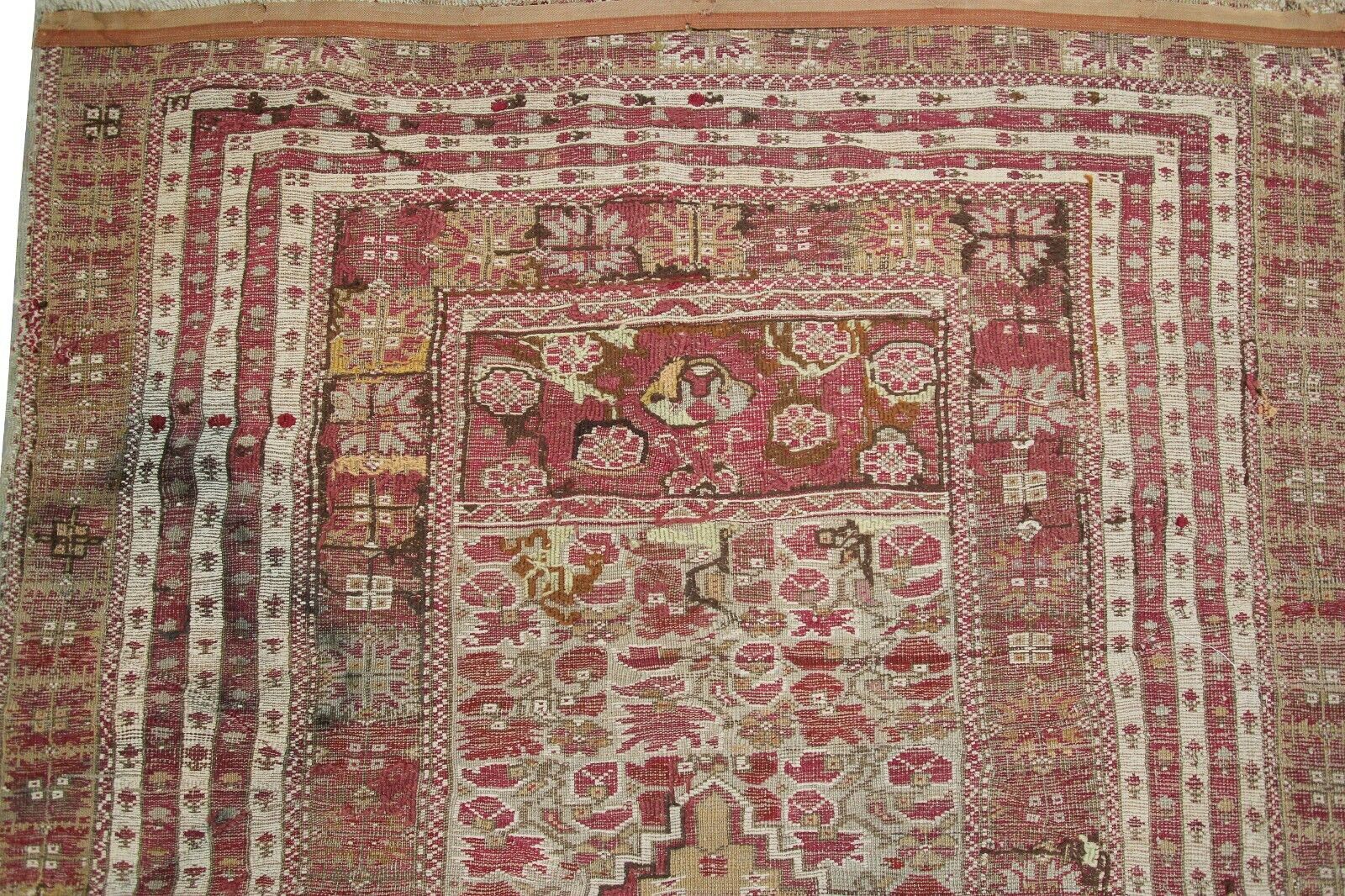 Mid 1800s Antique Turkish Gordis Wool Rug 4x5