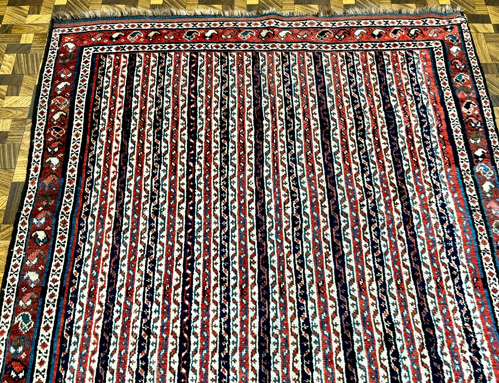 19th Century Striped Khamseh Tribal Oriental Rug