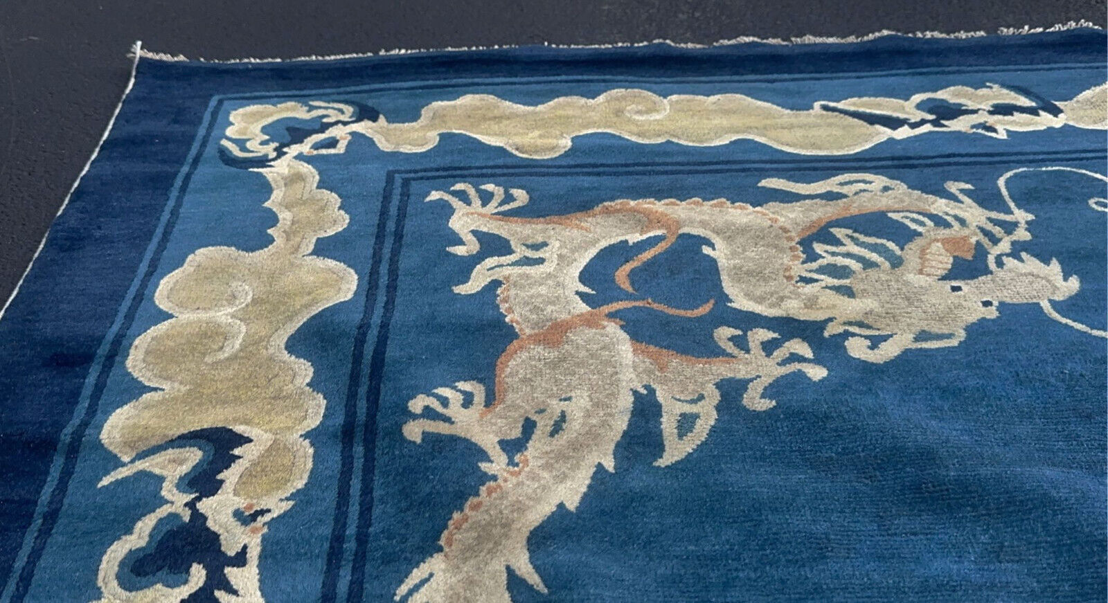 Early 1800s Chinese Imperial Ningxia Dragon Rug