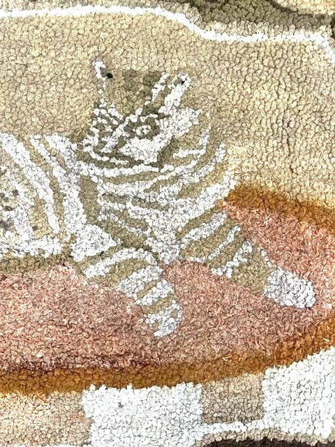 Antique Hooked Cat Rug, Late 19th Century