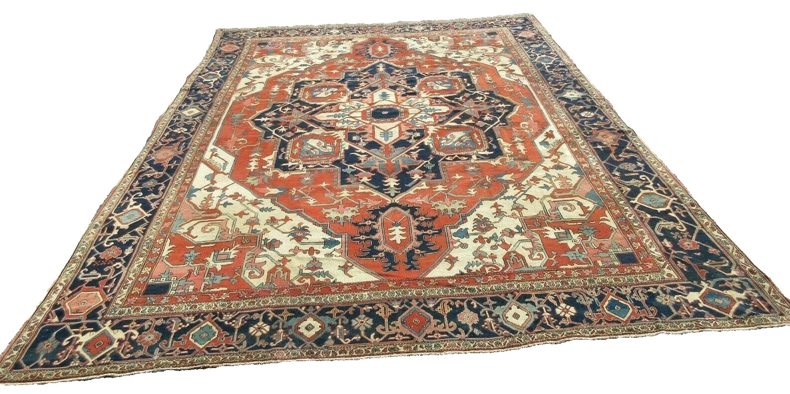 Rare 11x15 Antique Serapi Oriental Carpet