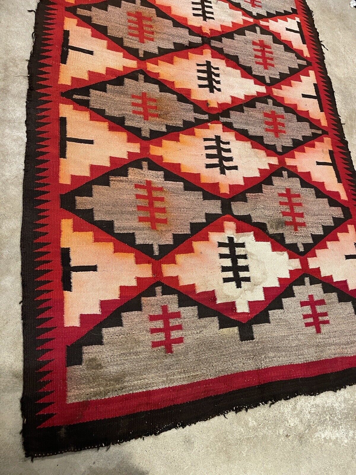 Large Antique Navajo Ganado Rug, 85" x 59