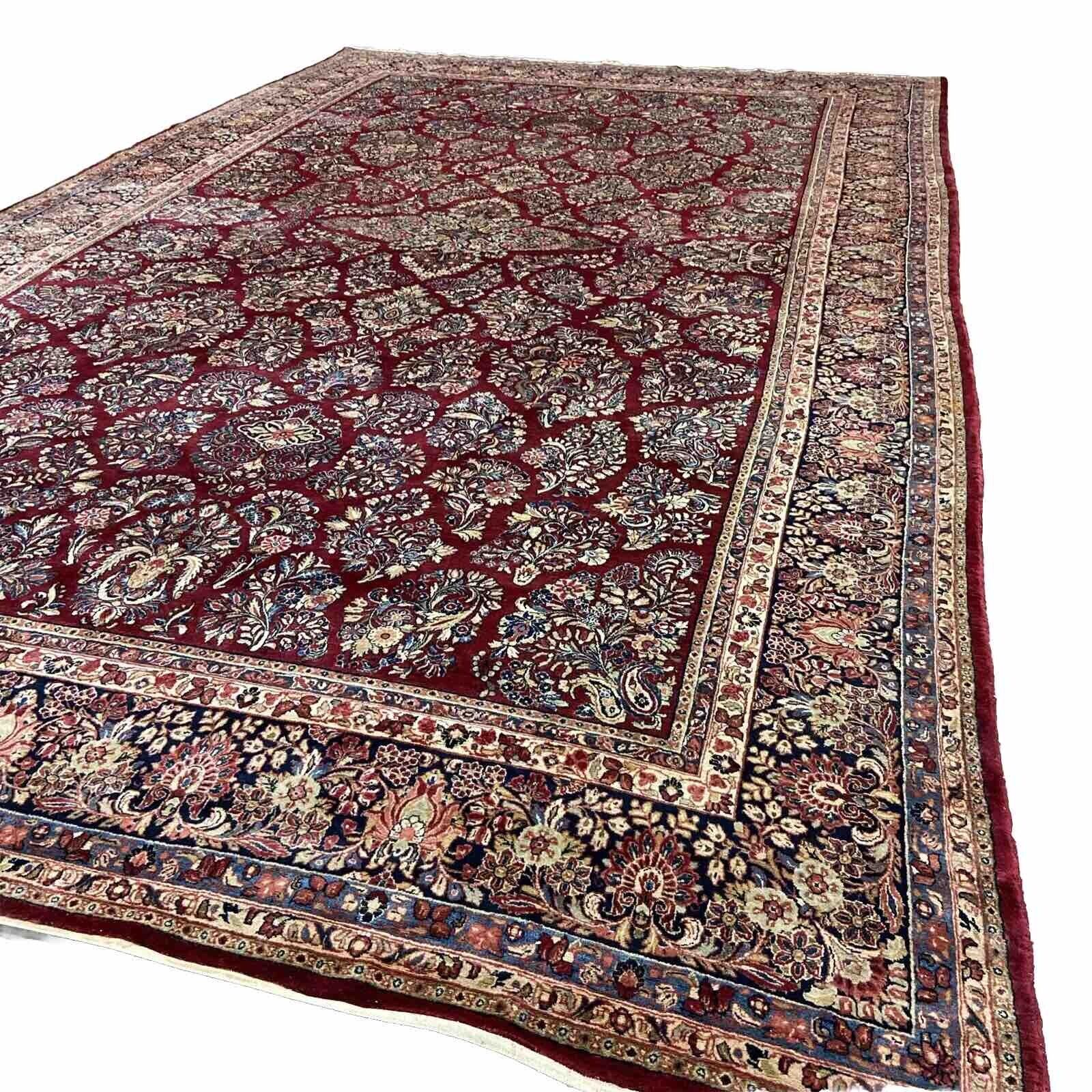 Stunning 1900s Antique Hand-Knotted Sarouk Rug