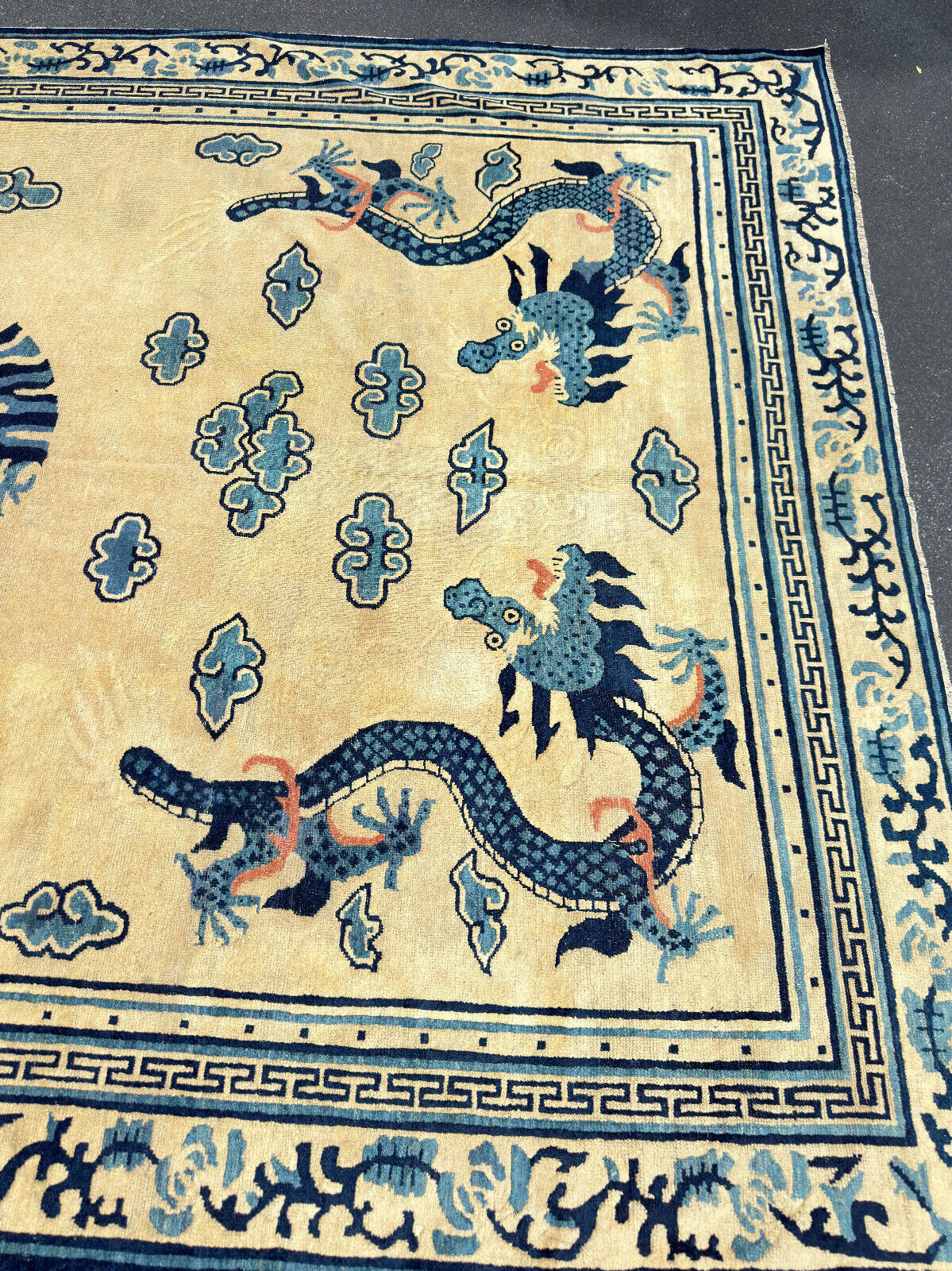 Antique Chinese Ningxia Dragon Rug, Early 1800s
