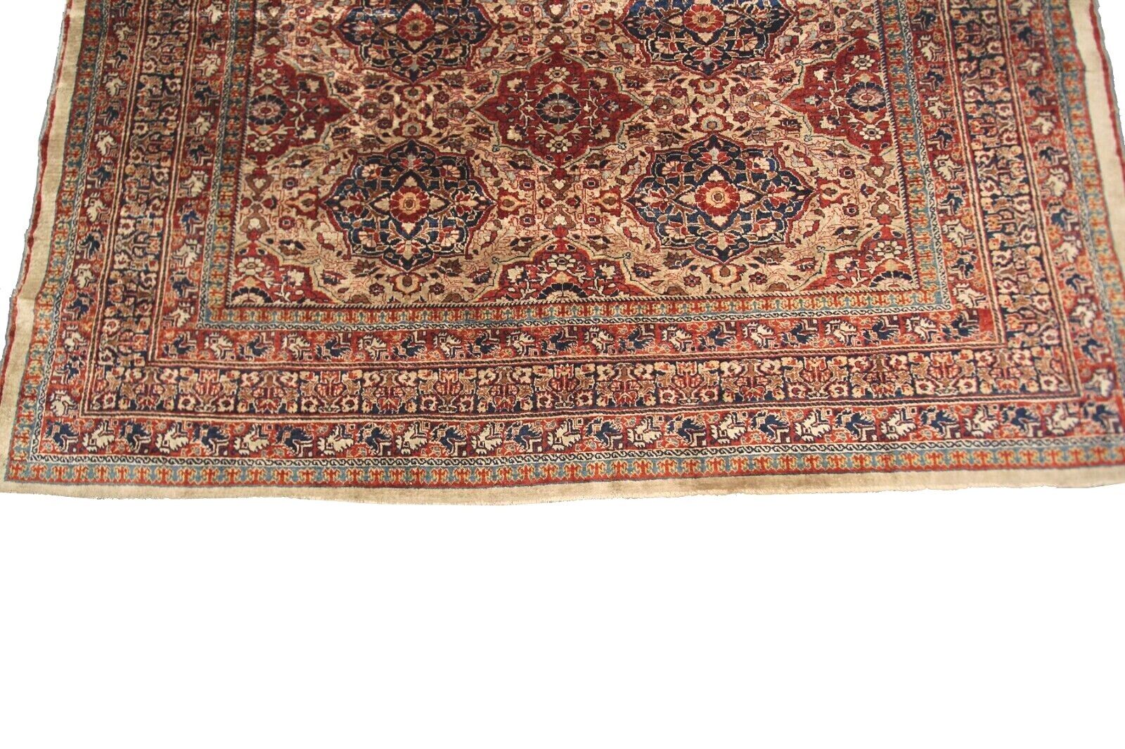 Rare Mid 1800s Silk Tapestry Rug 5x6 ft