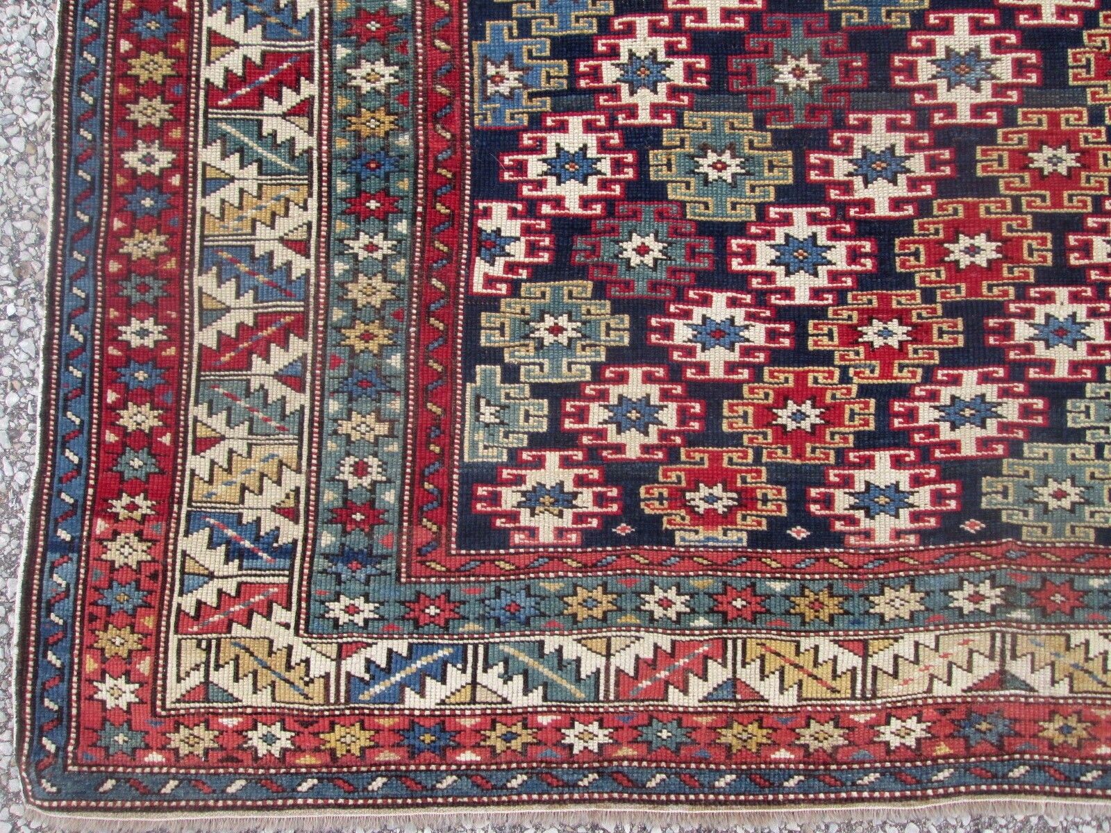 Colorful Antique Caucasian Kuba Rug, 1800s