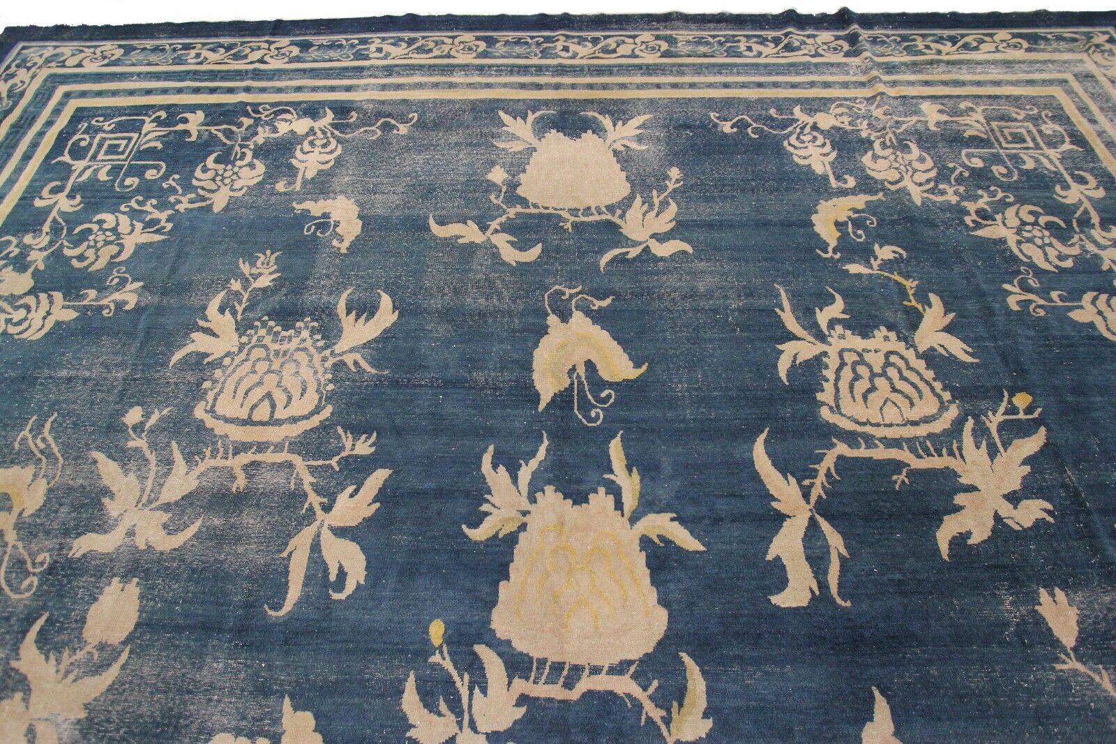 Antique Mid-1800s Large Chinese Palace Rug 13x18