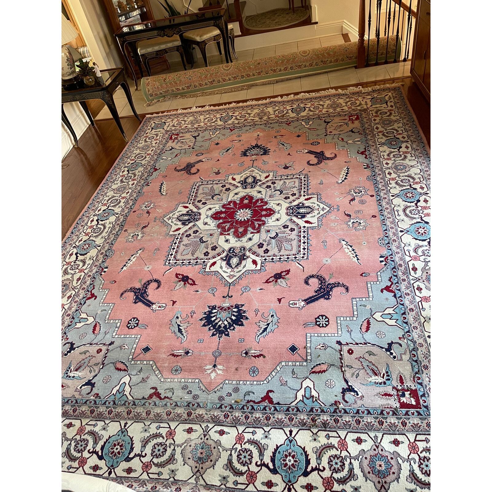 Early 1900s Hand Knotted Wool Rug, 12'9" x 9'1