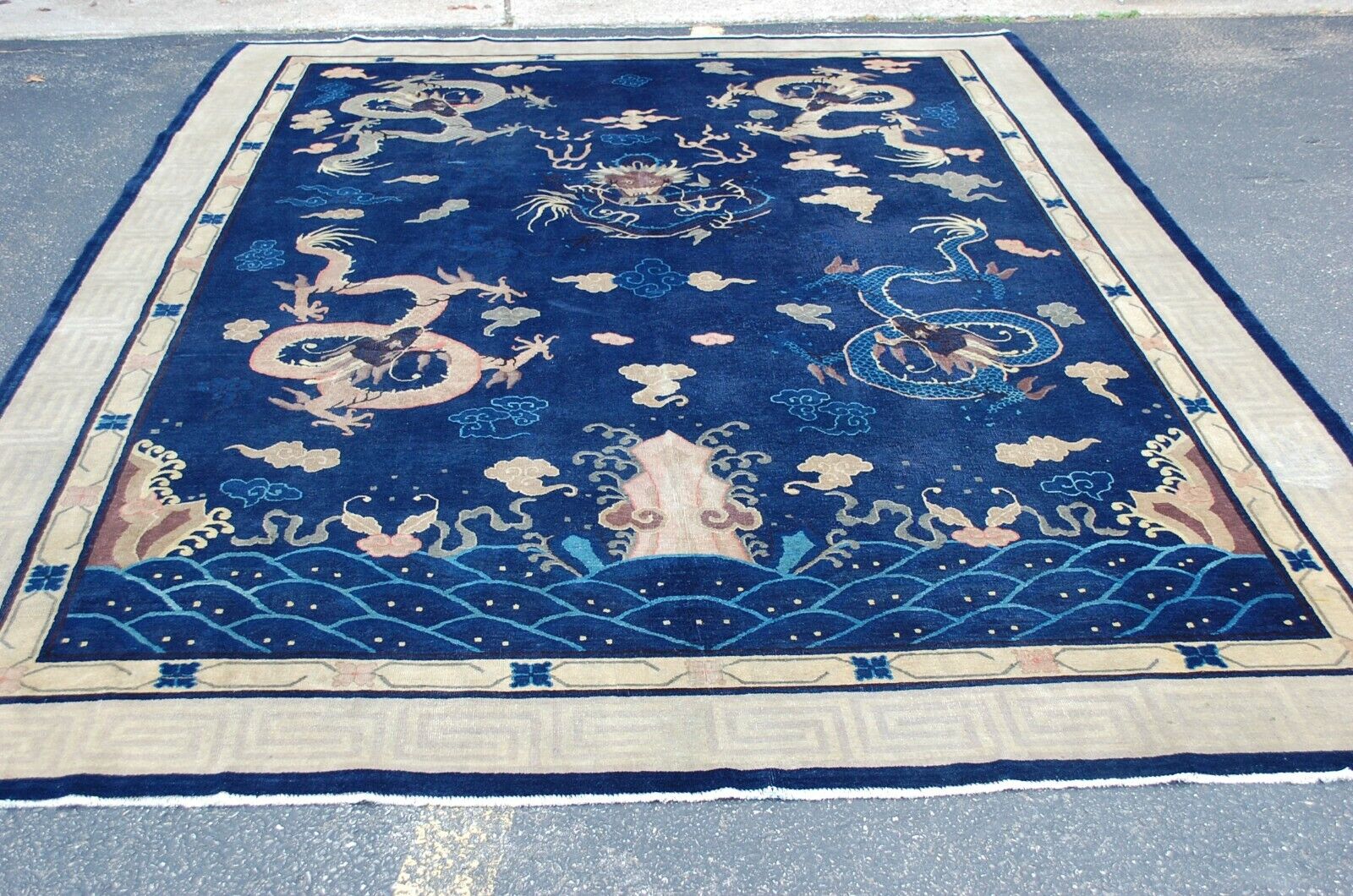 Early 1900s Chinese Dragon Qing Dynasty Rug 8.9x11.5