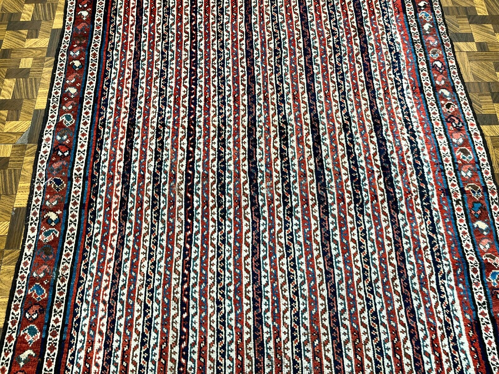 19th Century Striped Khamseh Tribal Oriental Rug
