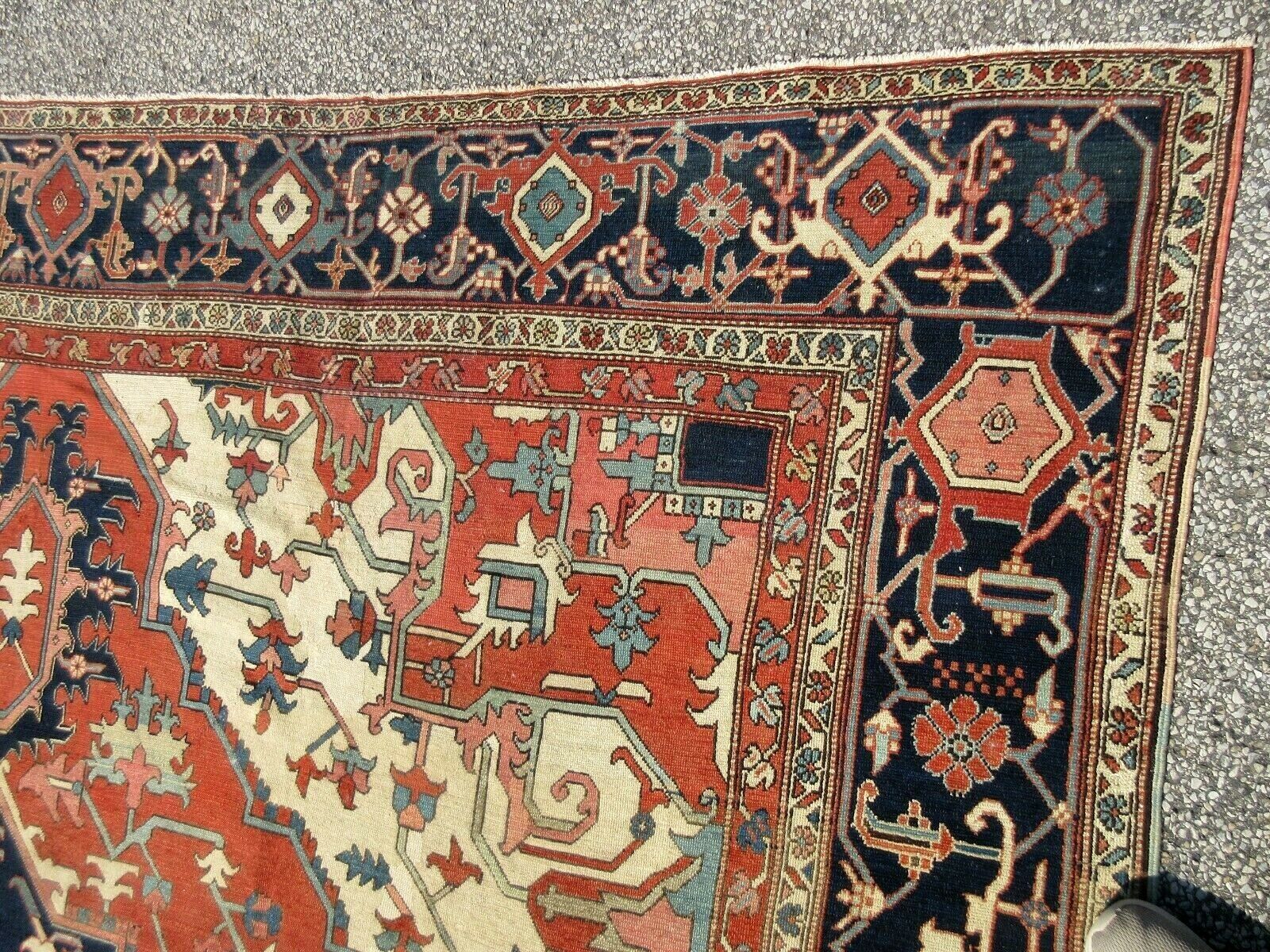 Rare 11x15 Antique Serapi Oriental Carpet