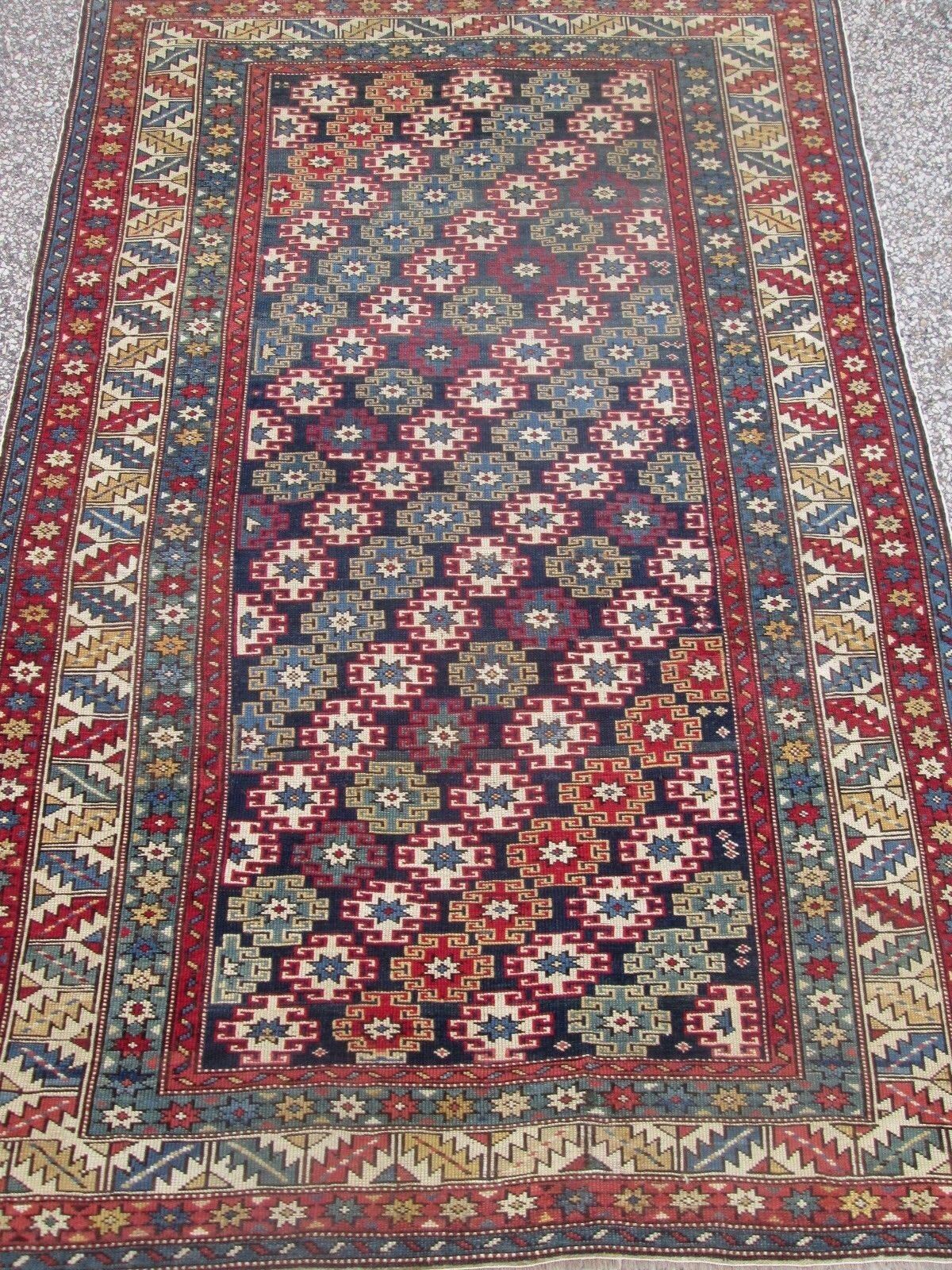 Colorful Antique Caucasian Kuba Rug, 1800s