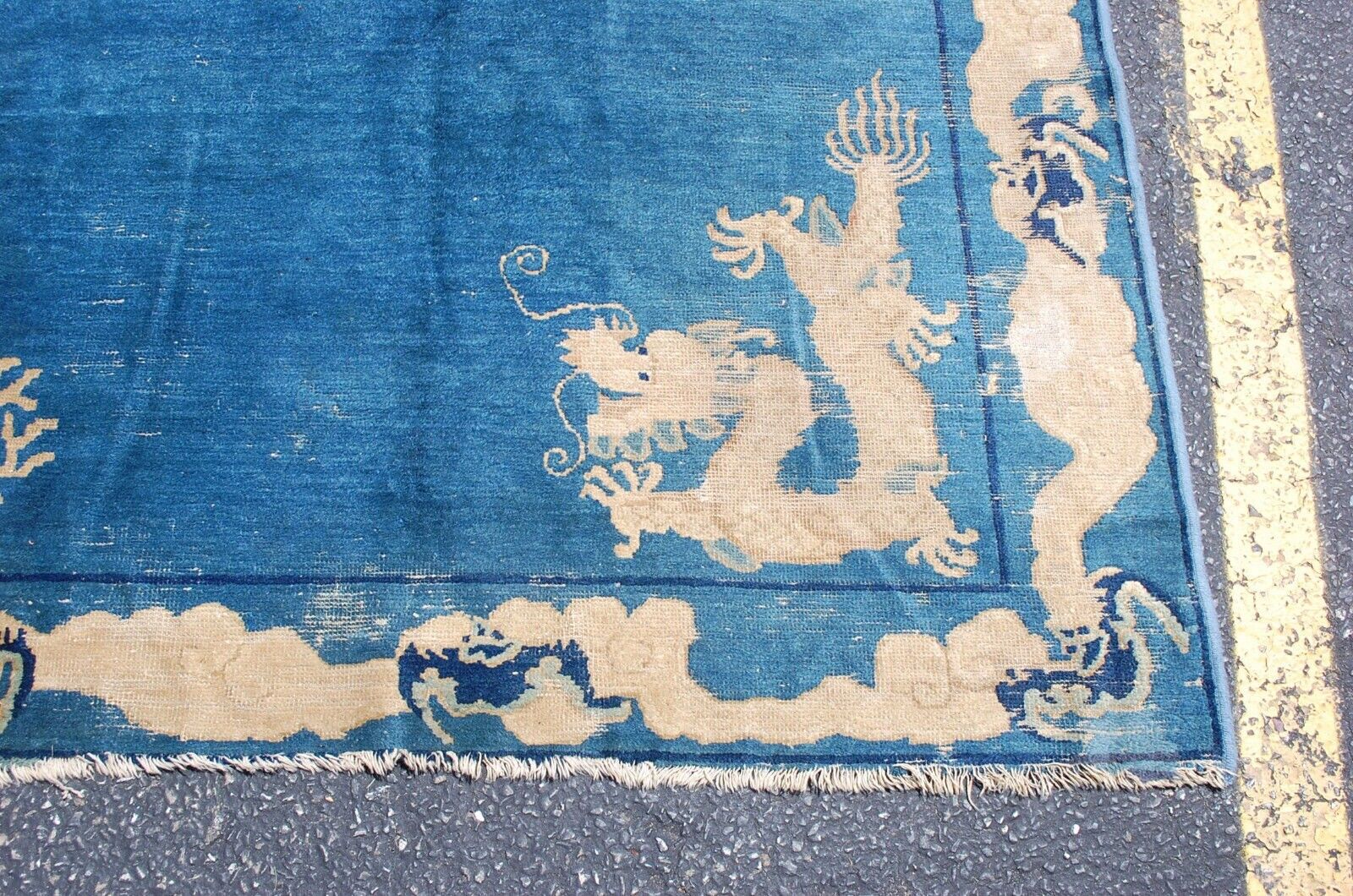 Early 1800s Chinese Imperial Dragon Rug 7.8x9.2