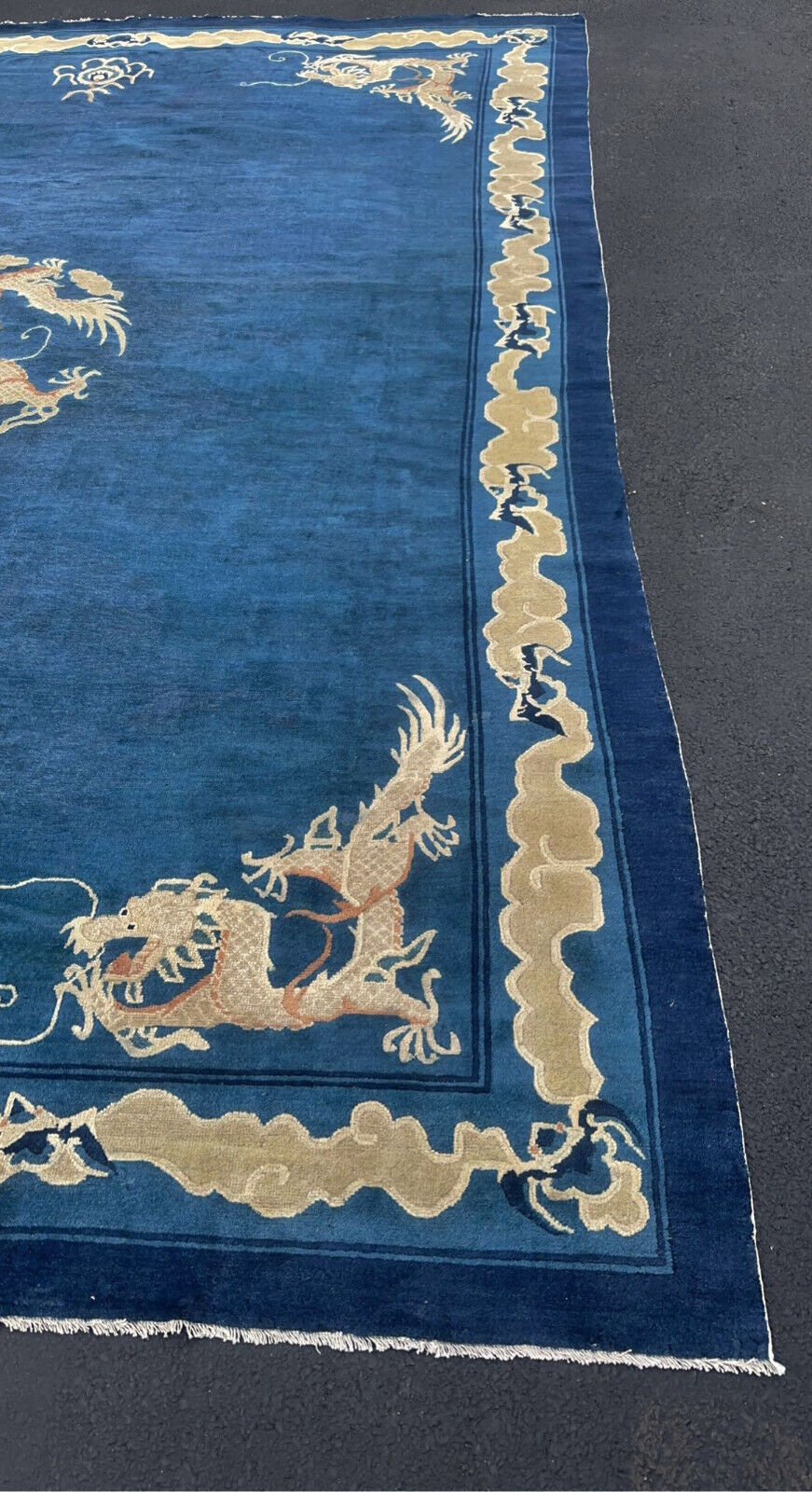 Early 1800s Chinese Imperial Ningxia Dragon Rug