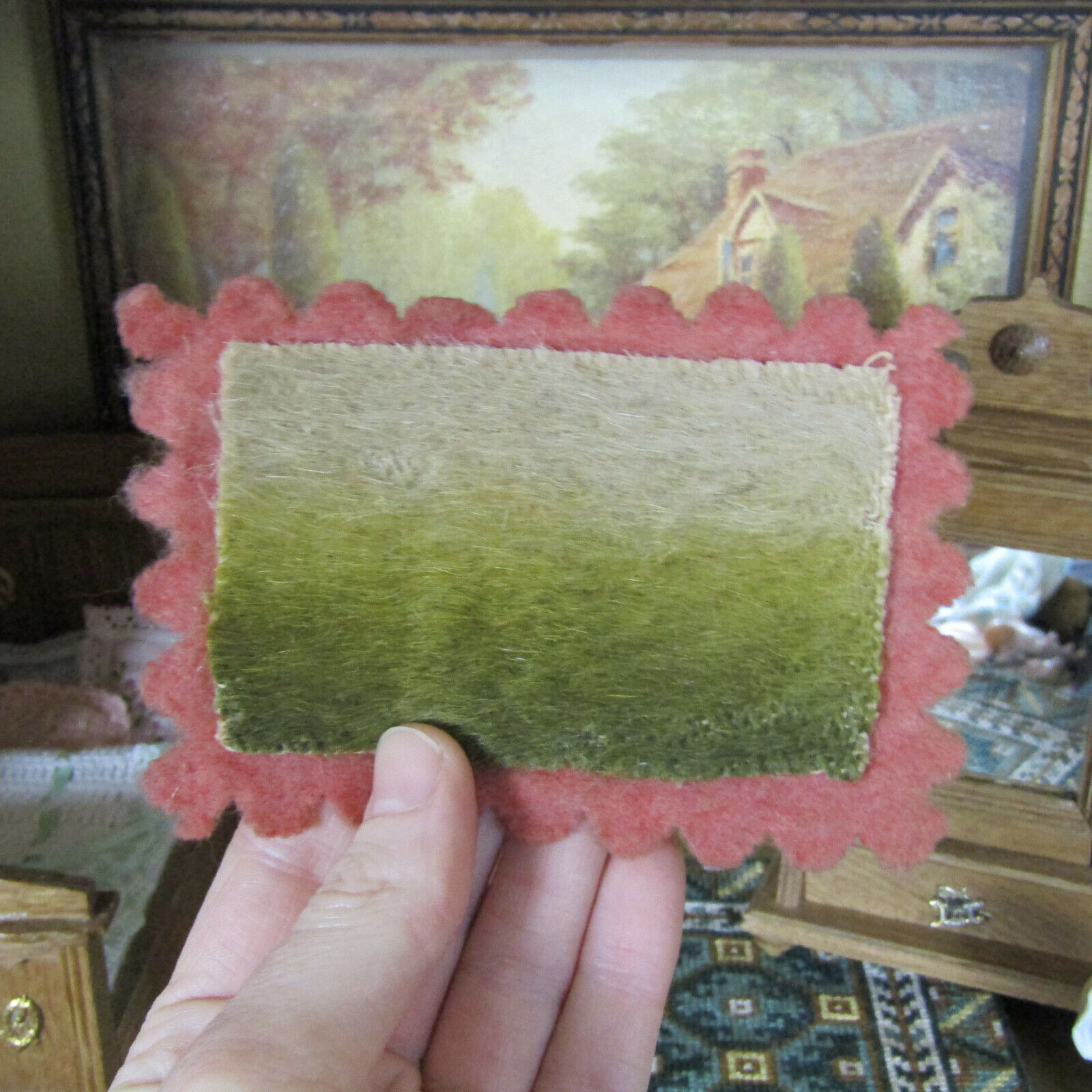 Victorian Antique Dollhouse Faux Bear Rug
