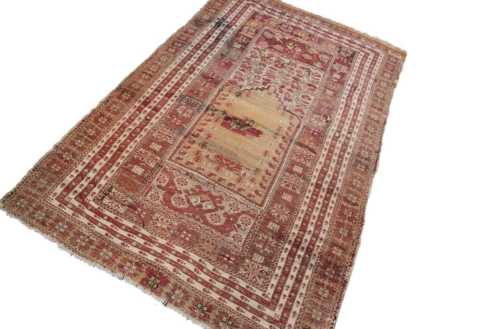 Mid 1800s Antique Turkish Gordis Wool Rug 4x5