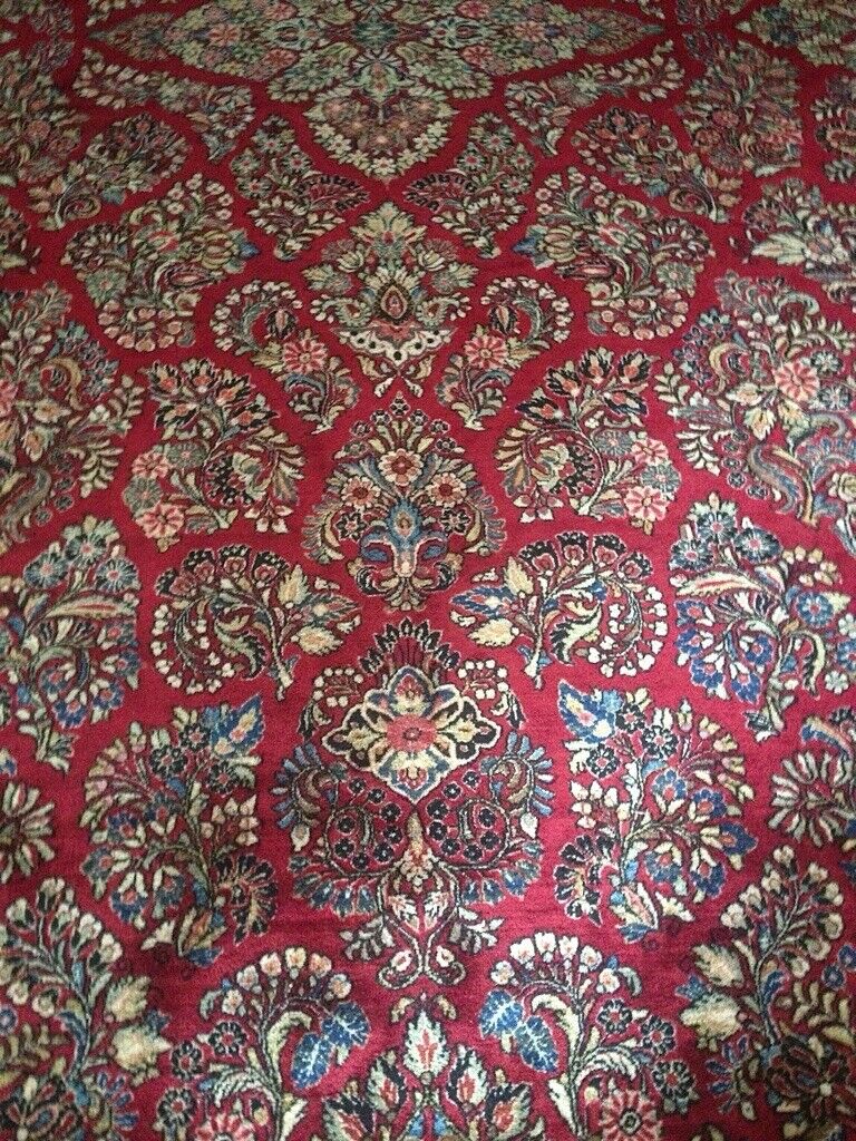 Stunning 1900s Antique Hand-Knotted Sarouk Rug