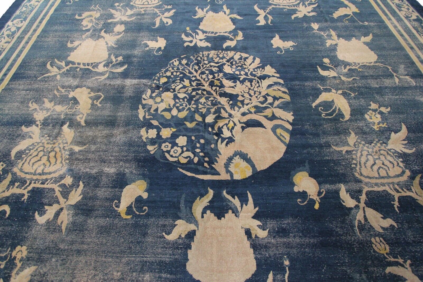 Antique Mid-1800s Large Chinese Palace Rug 13x18