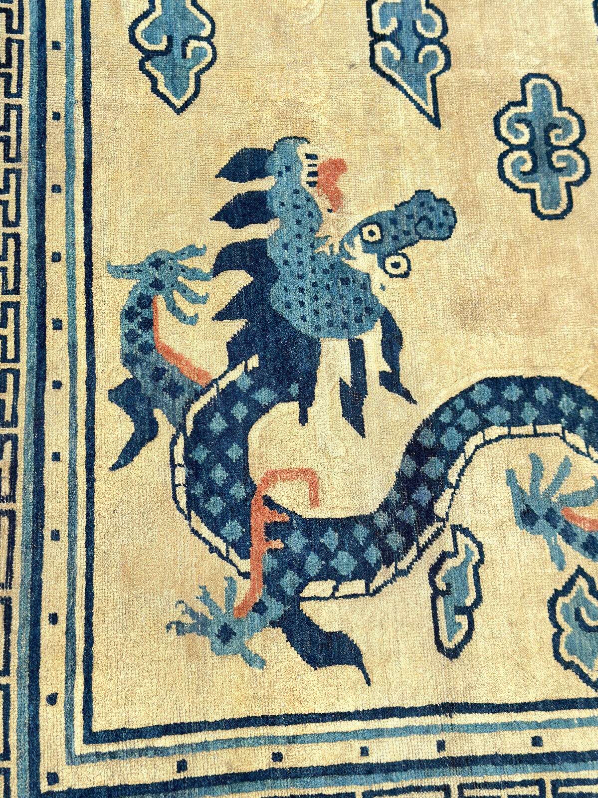 Antique Chinese Ningxia Dragon Rug, Early 1800s