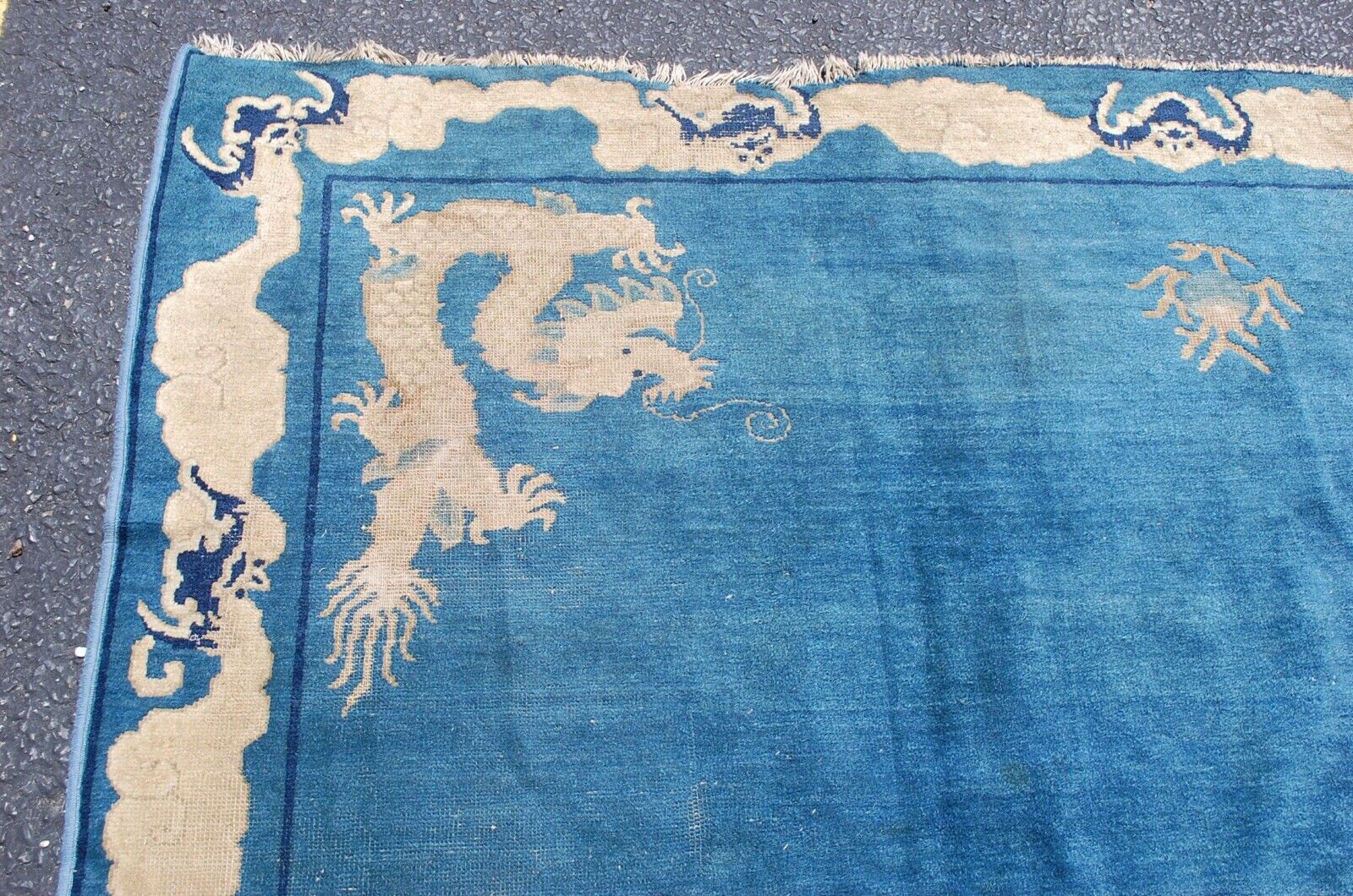 Early 1800s Chinese Imperial Dragon Rug 7.8x9.2