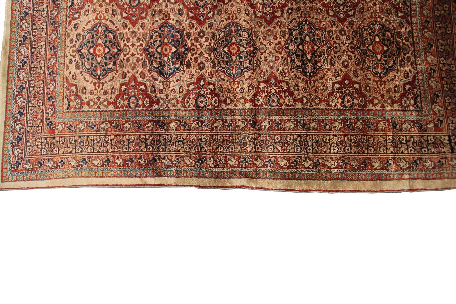 Rare Mid 1800s Silk Tapestry Rug 5x6 ft