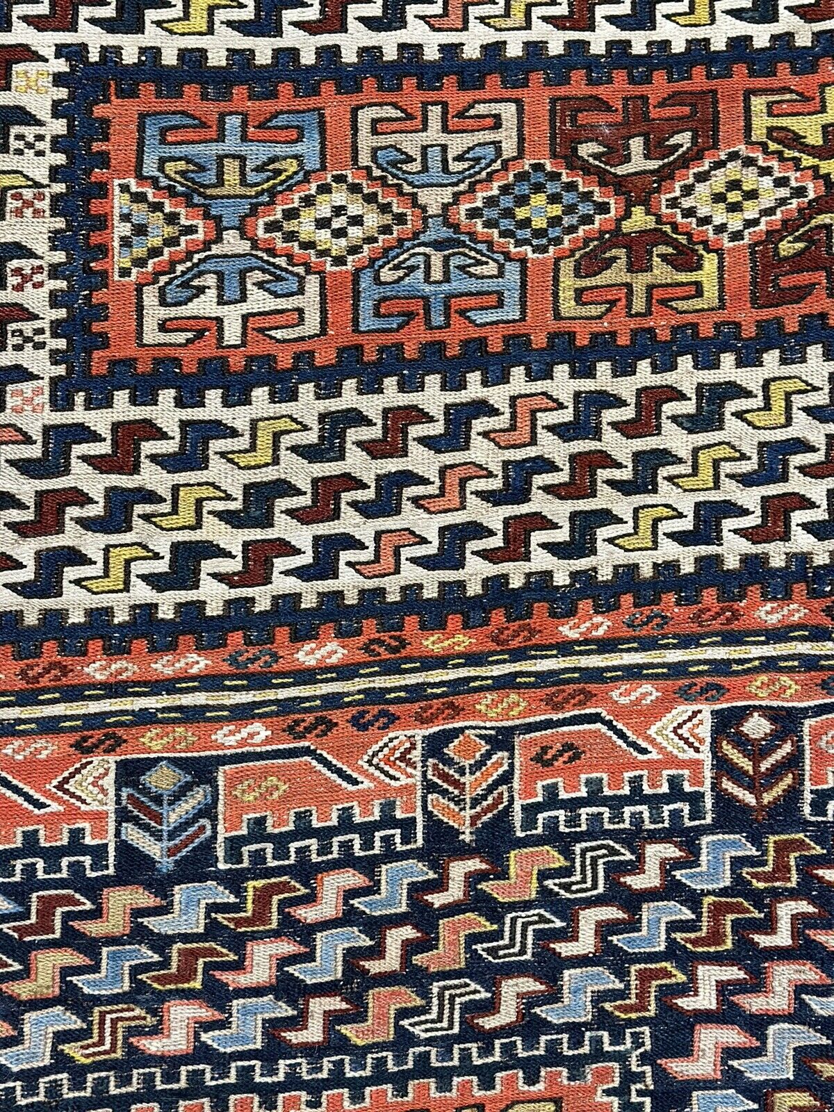 19th Century Caucasian Silleh Soumac Rug - Rare Dragon