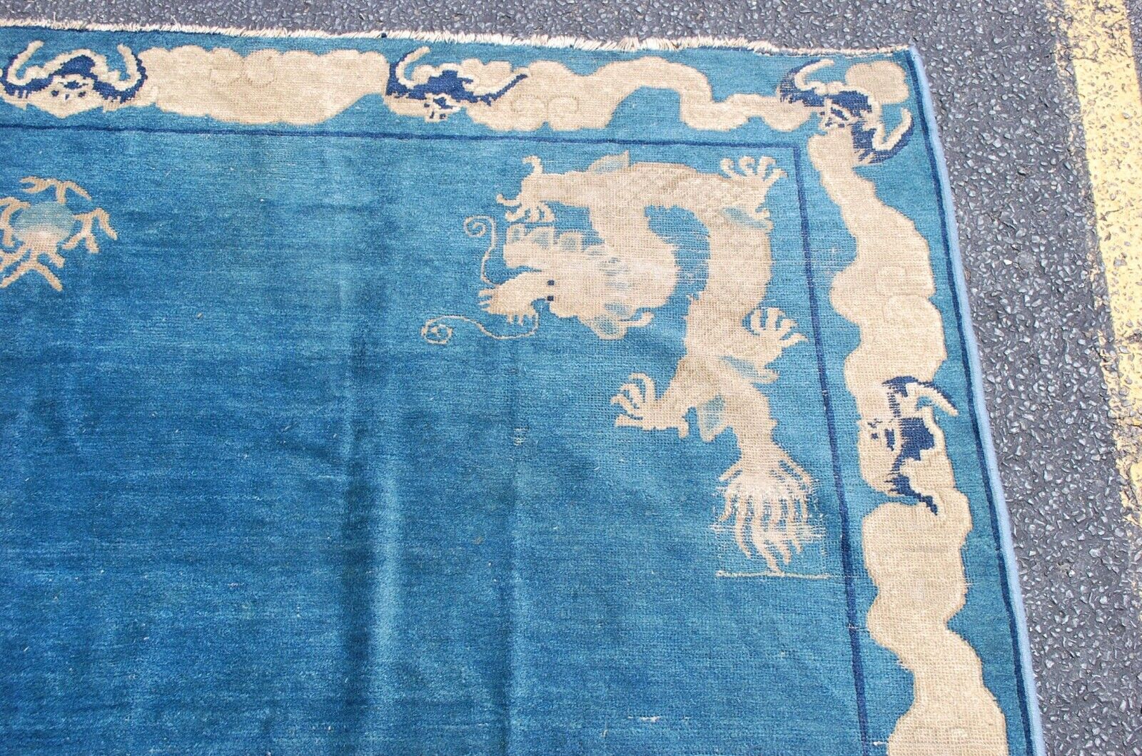 Early 1800s Chinese Imperial Dragon Rug 7.8x9.2