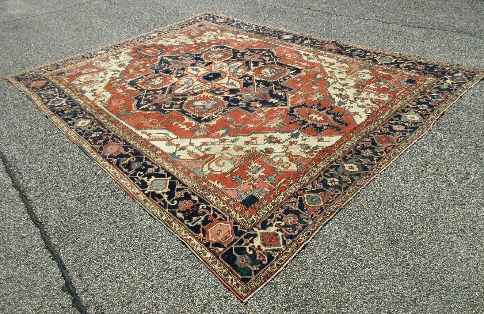 Rare 11x15 Antique Serapi Oriental Carpet