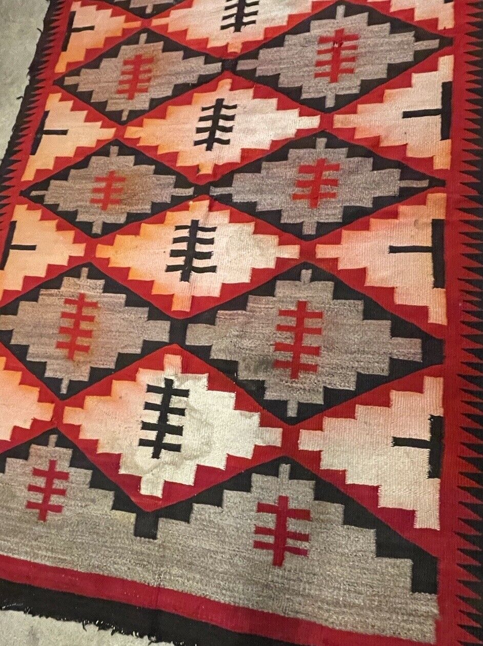 Large Antique Navajo Ganado Rug, 85" x 59