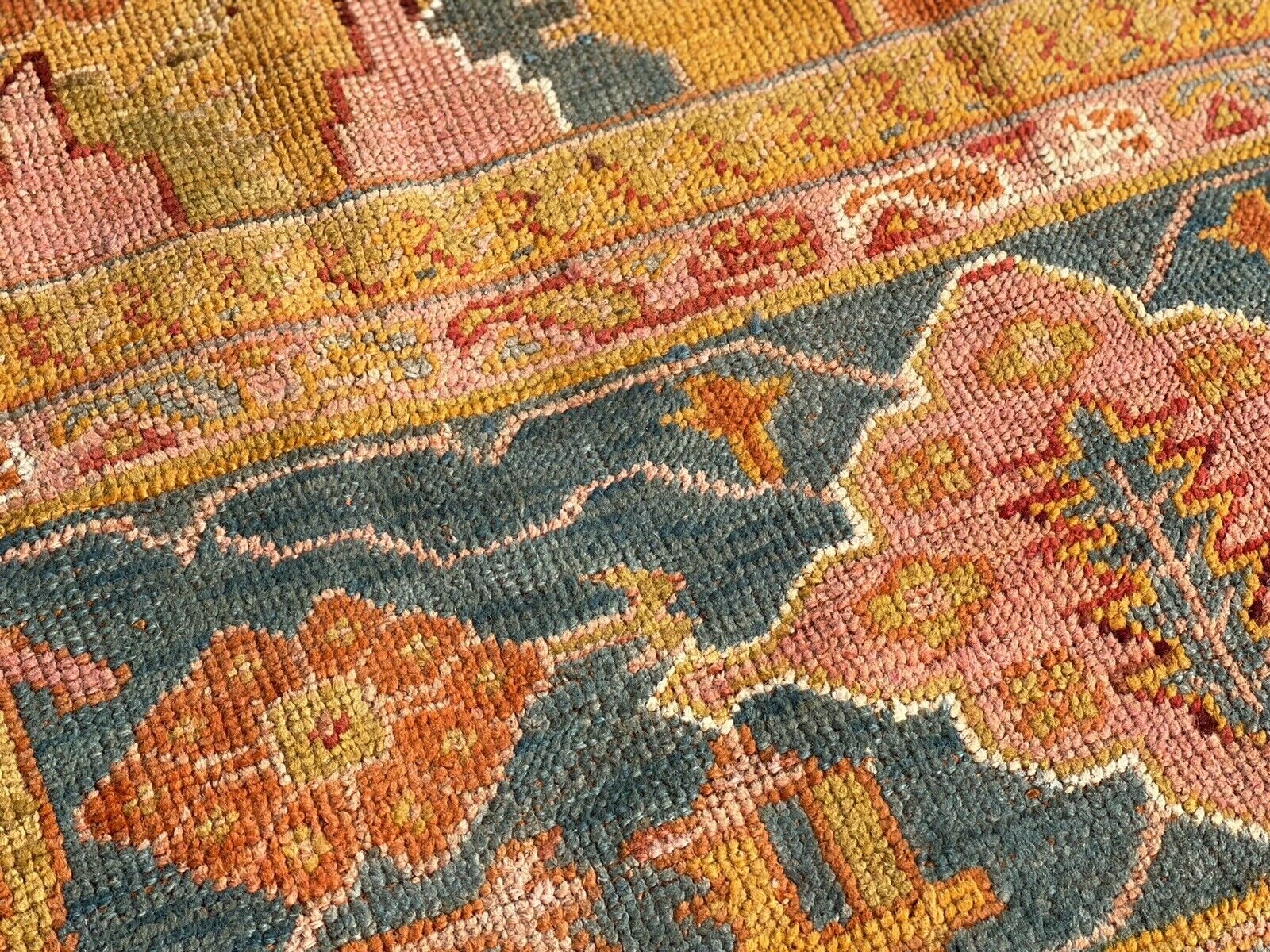 19th Century Rare Apricot Oushak Anatolian Rug