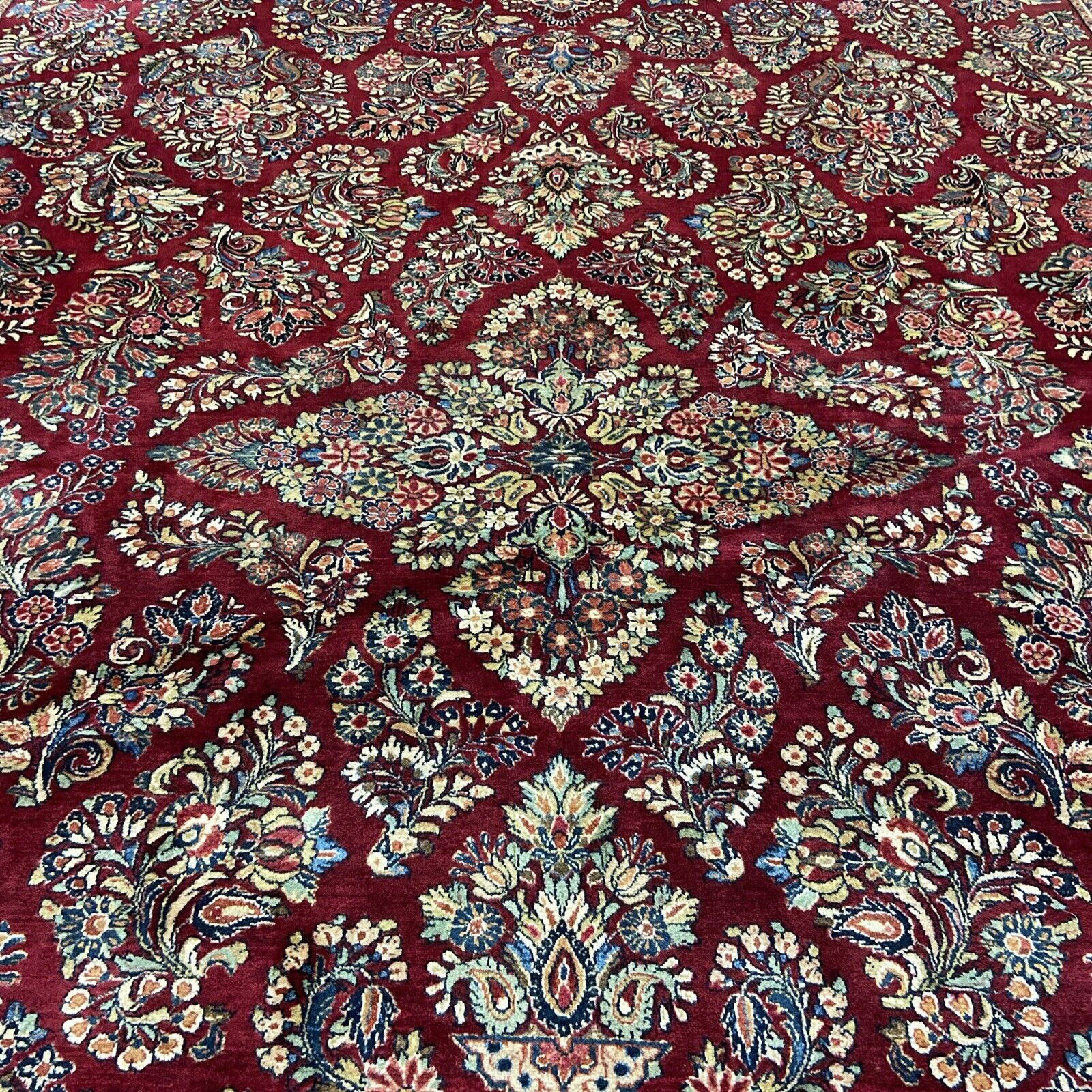 Stunning 1900s Antique Hand-Knotted Sarouk Rug