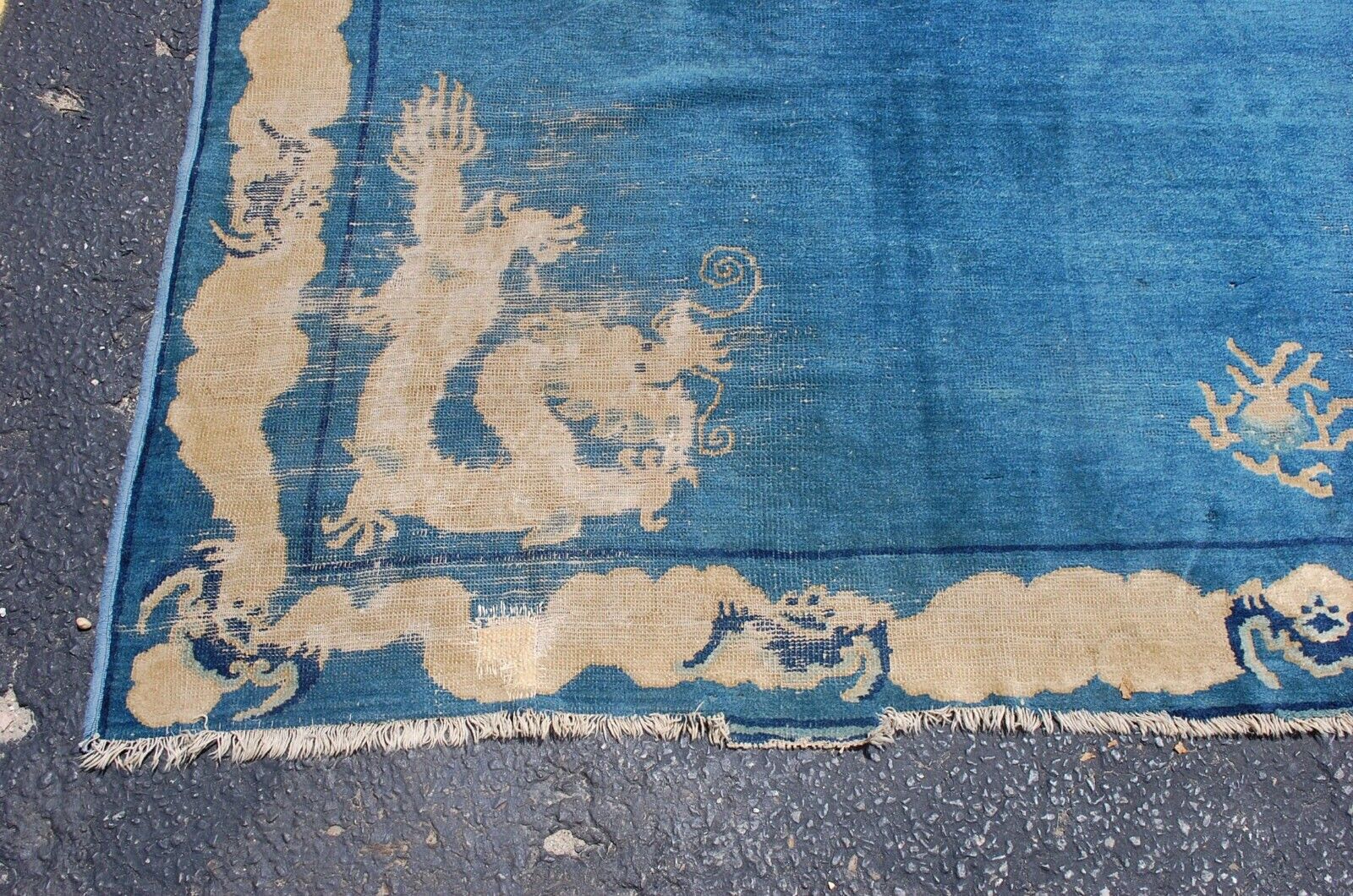 Early 1800s Chinese Imperial Dragon Rug 7.8x9.2