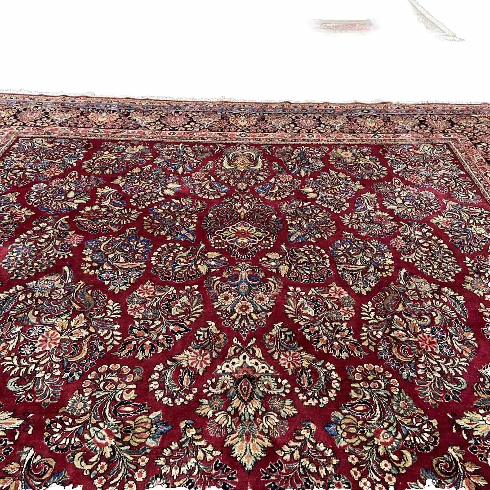Stunning 1900s Antique Hand-Knotted Sarouk Rug