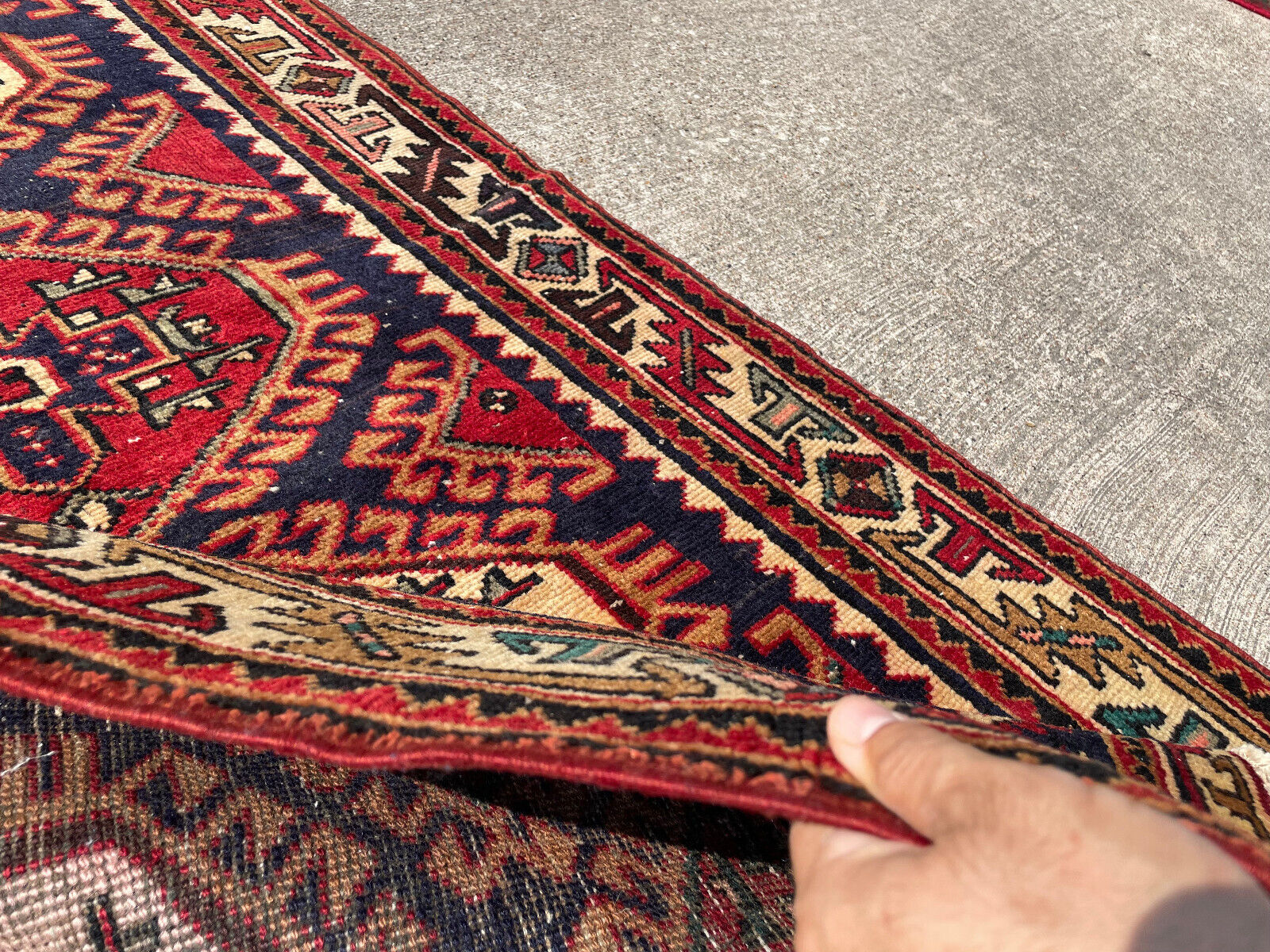 Hand-Knotted Antique Heriz Tribal Runner Rug 3x10