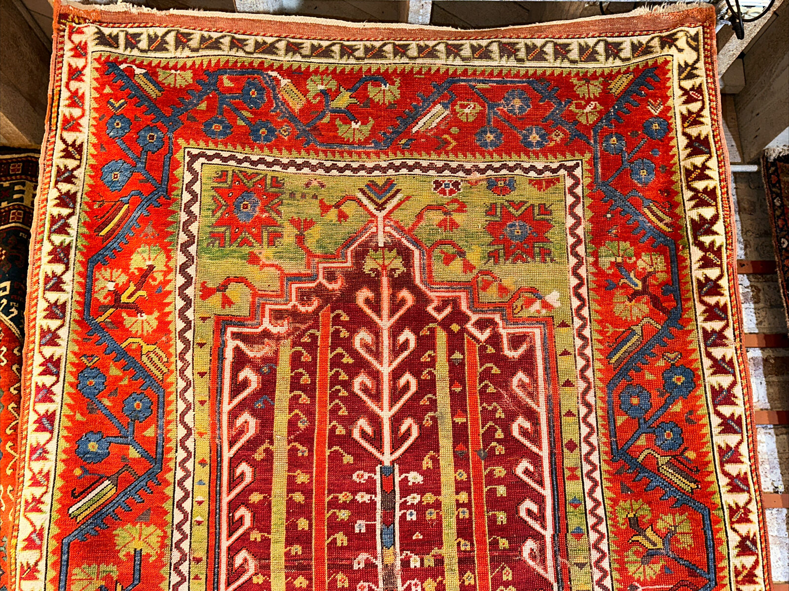 Rare Antique Melas Turkish Village Rug 4x6