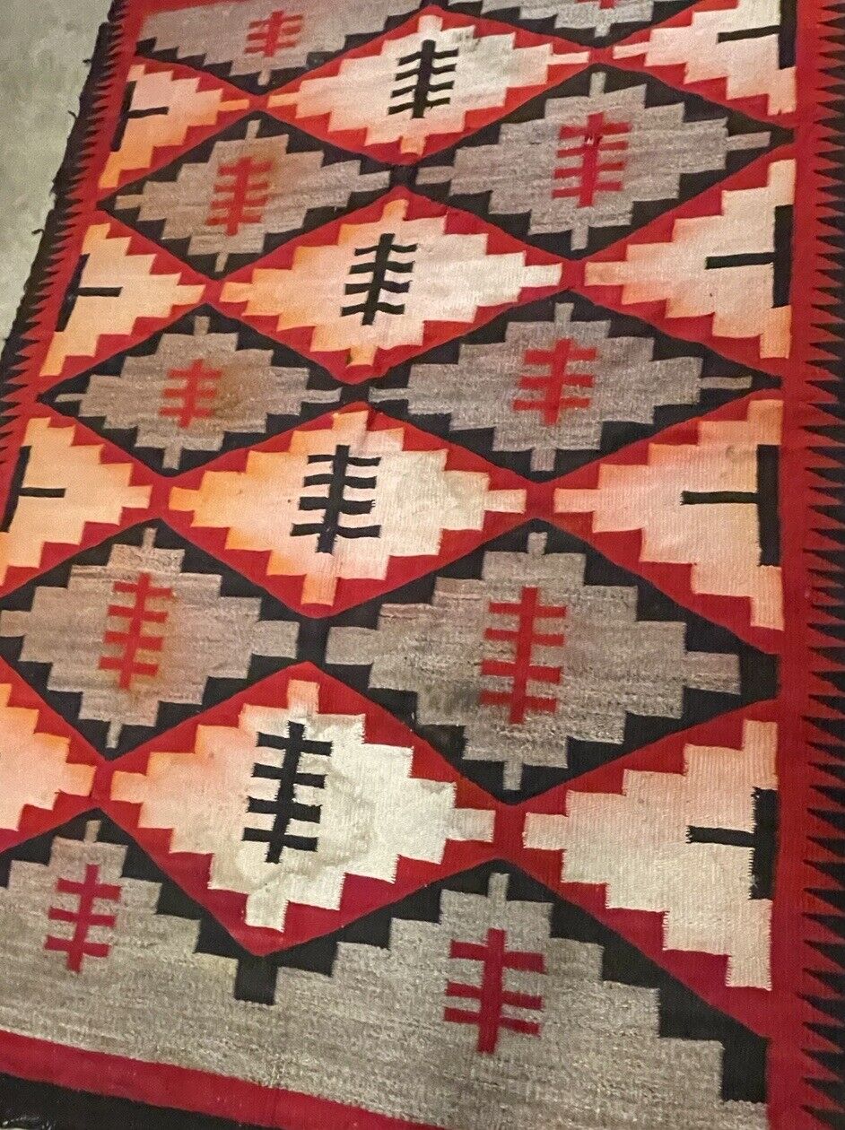 Large Antique Navajo Ganado Rug, 85" x 59