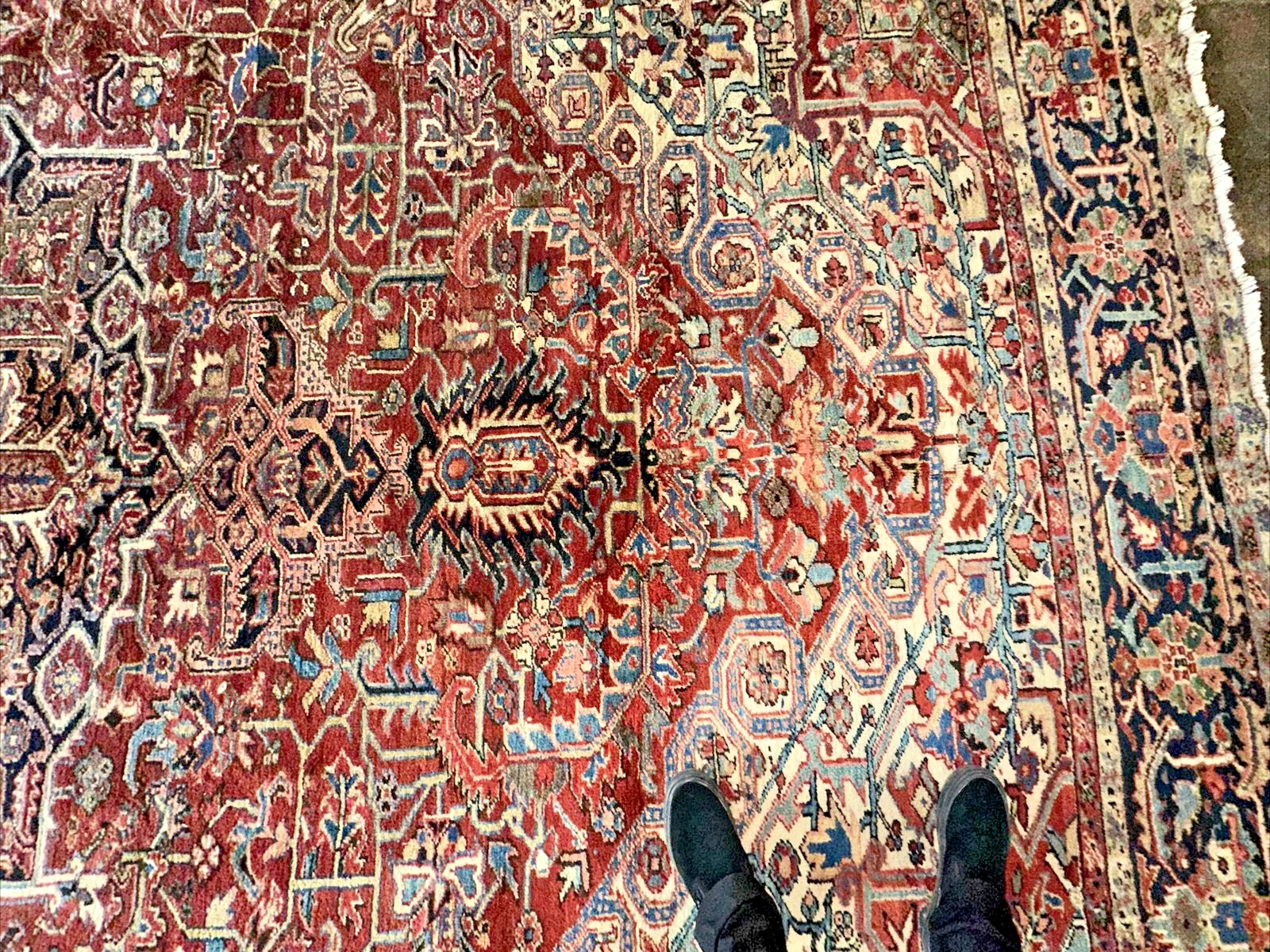 Antique Heriz Red Wool Rug – 12x20 Size